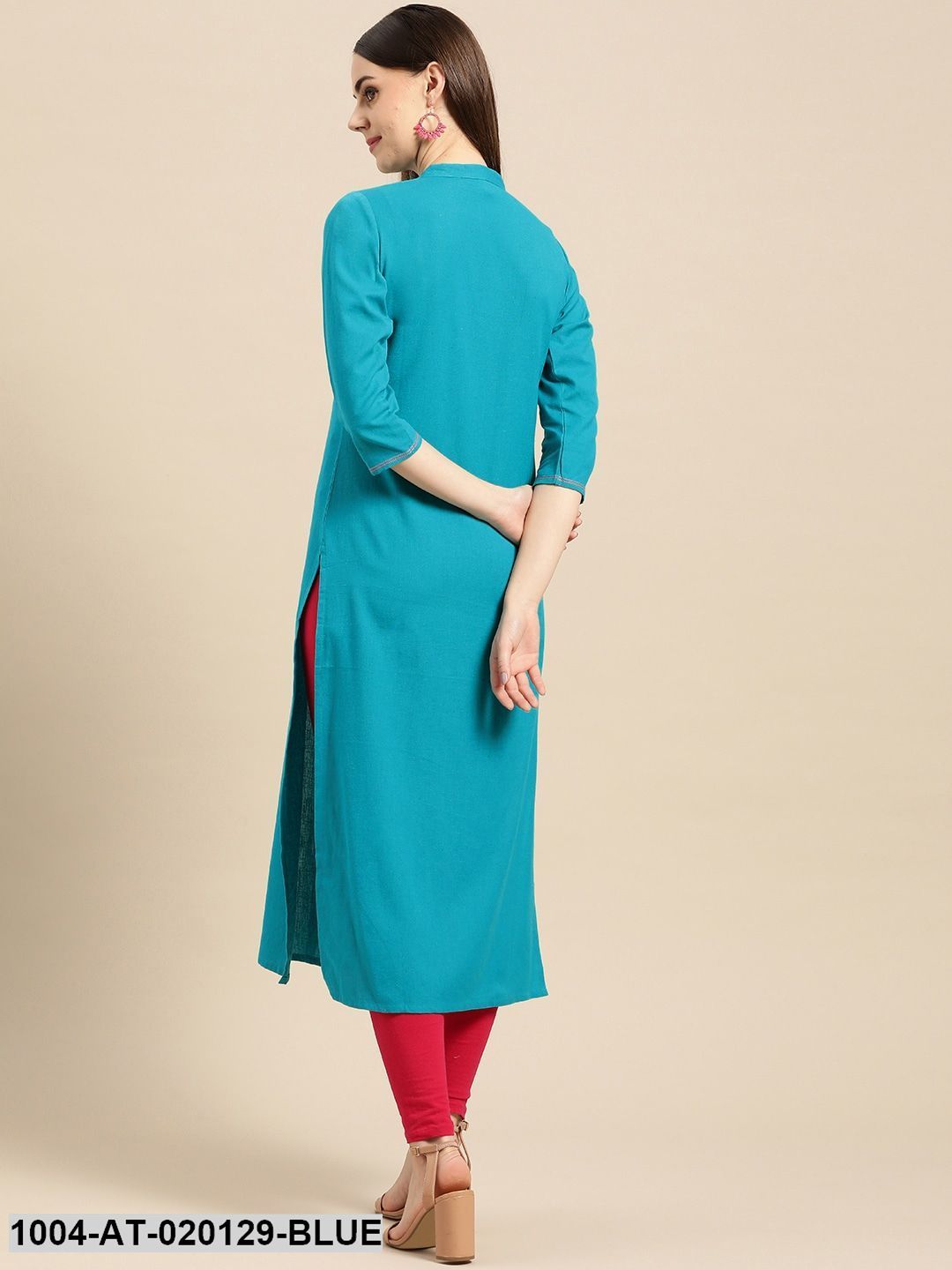 Blue Yoke Design Straight Kurta