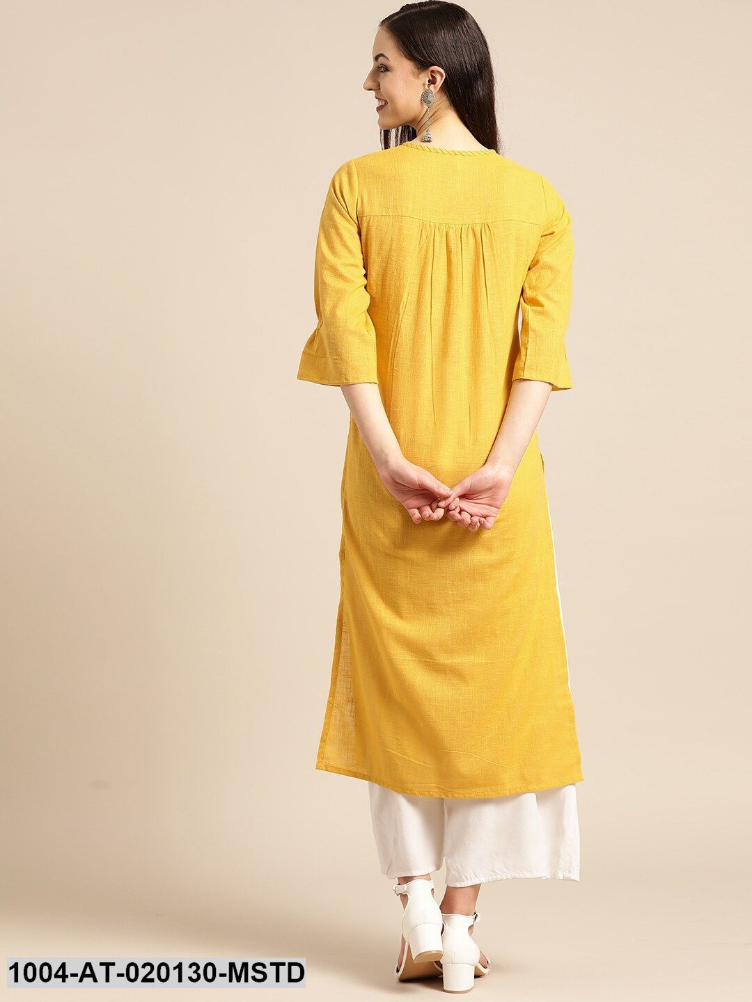 Mustard Yellow Solid Straight Kurta