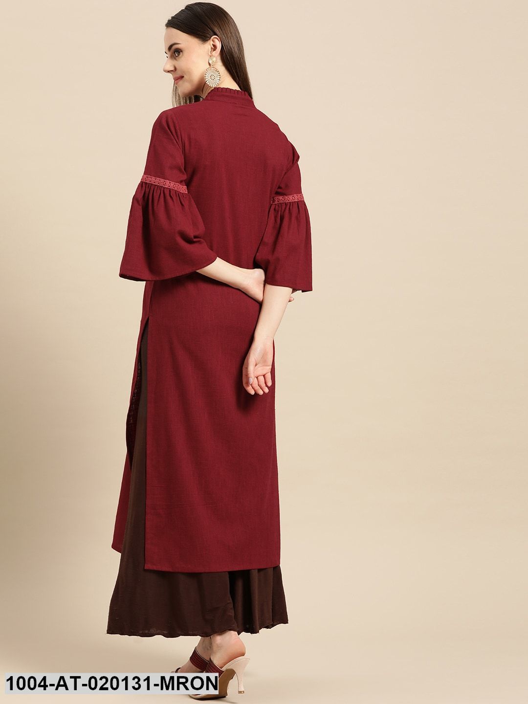 Maroon Solid Straight Kurta