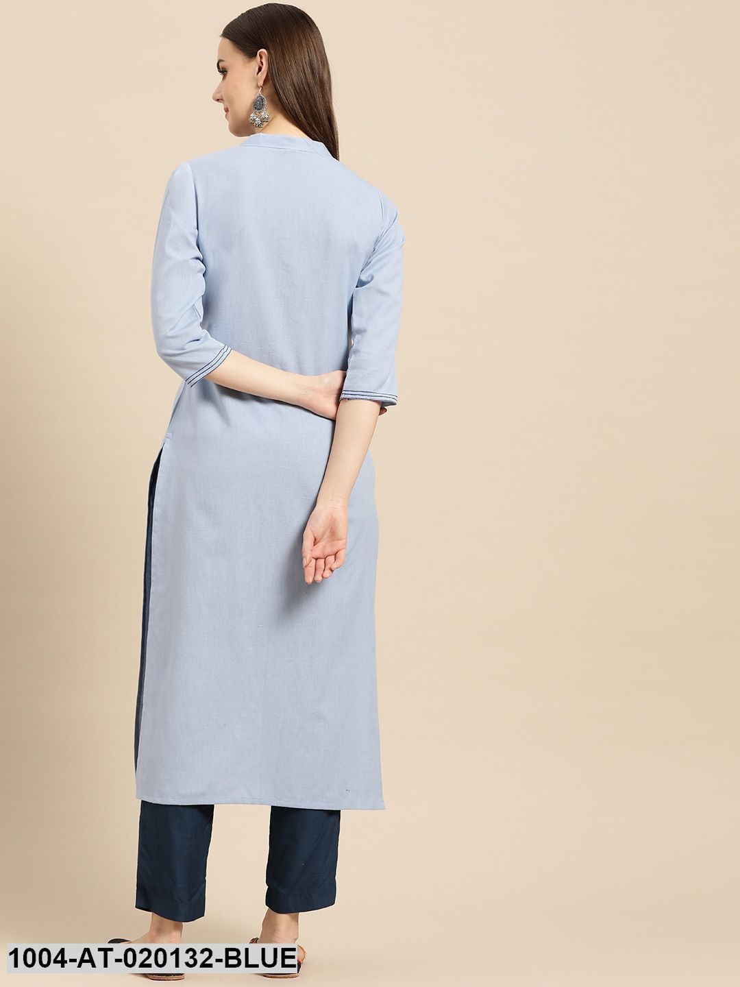 Blue Yoke Design Straight Kurta