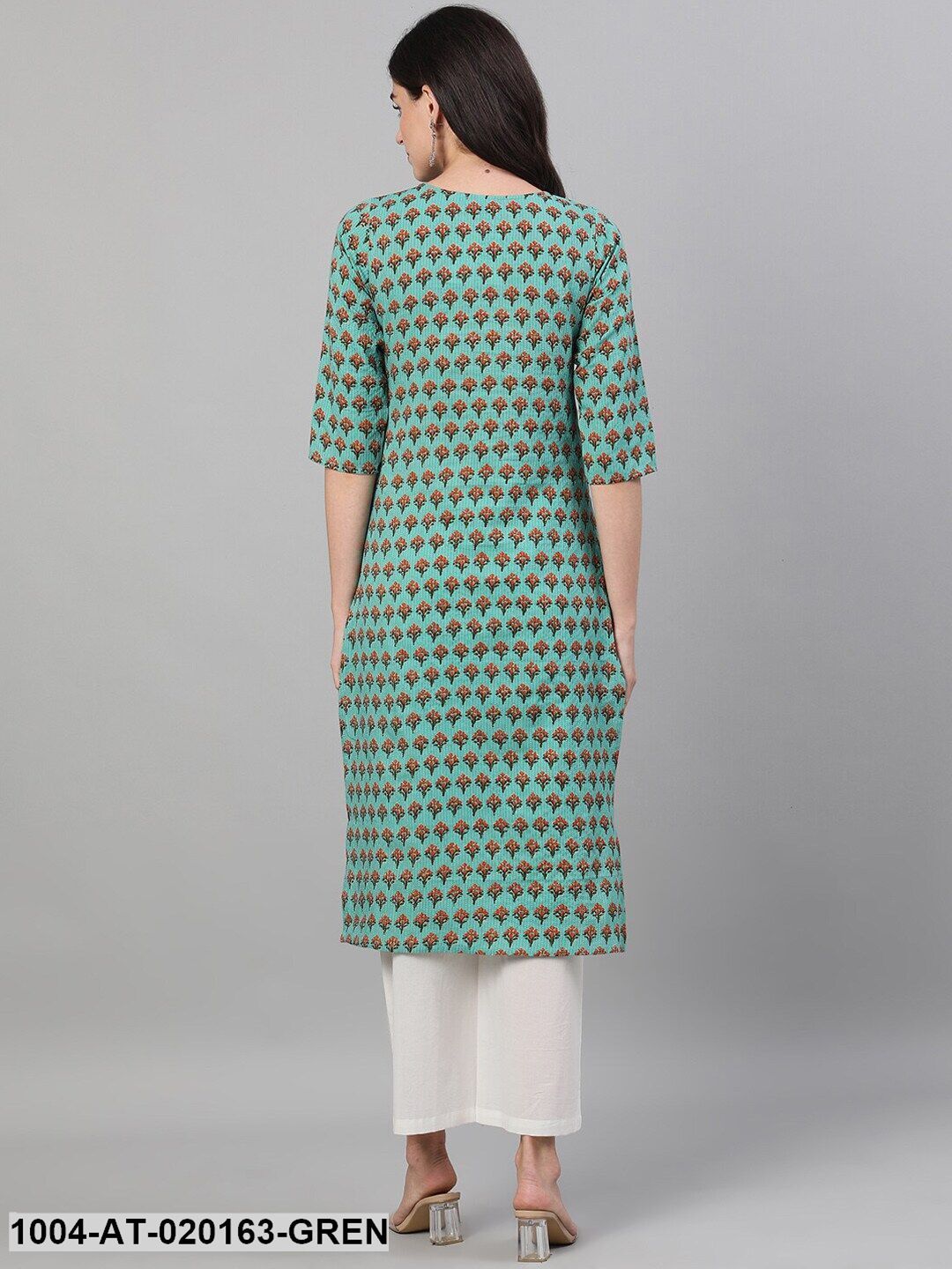 Green Floral Printed Kurta
