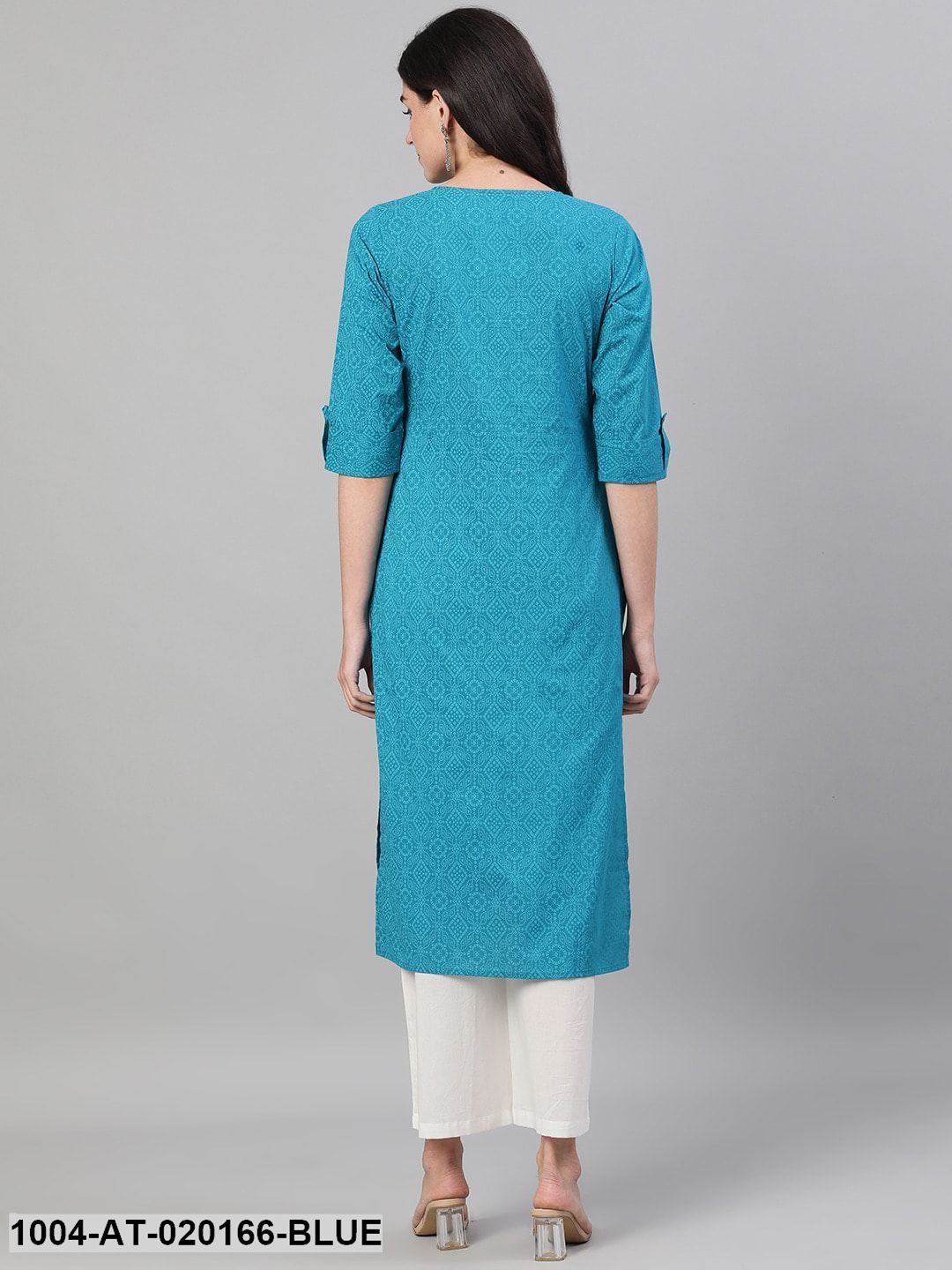 Blue Geometric Printed Kurta