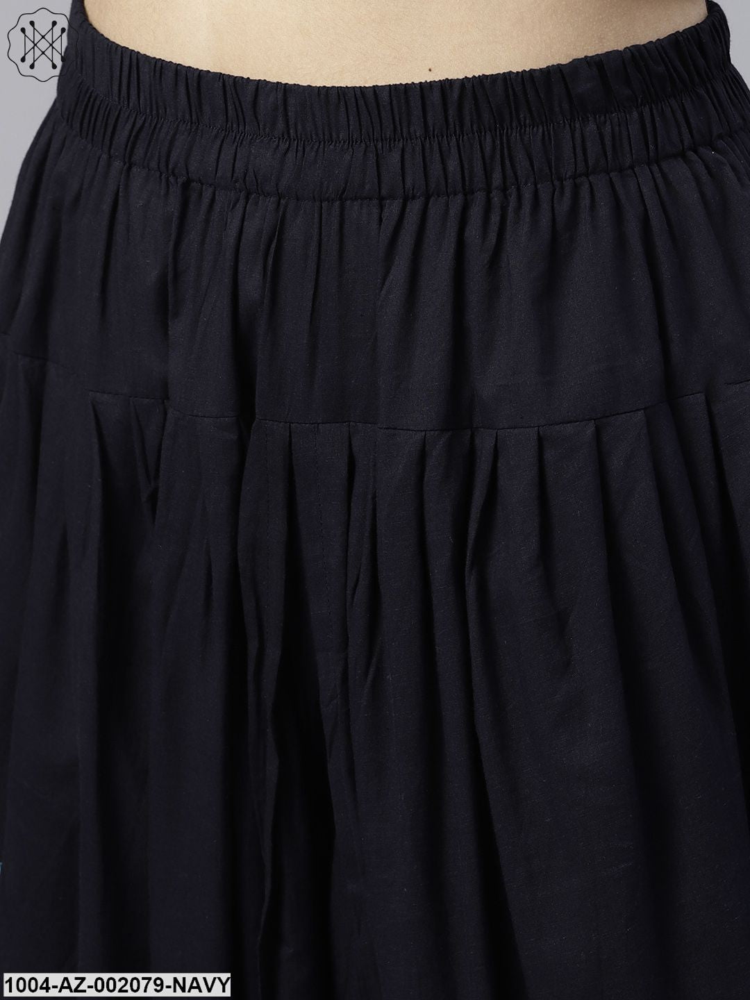 Navy Blue Ankle Length Cotton Dhoti Pant