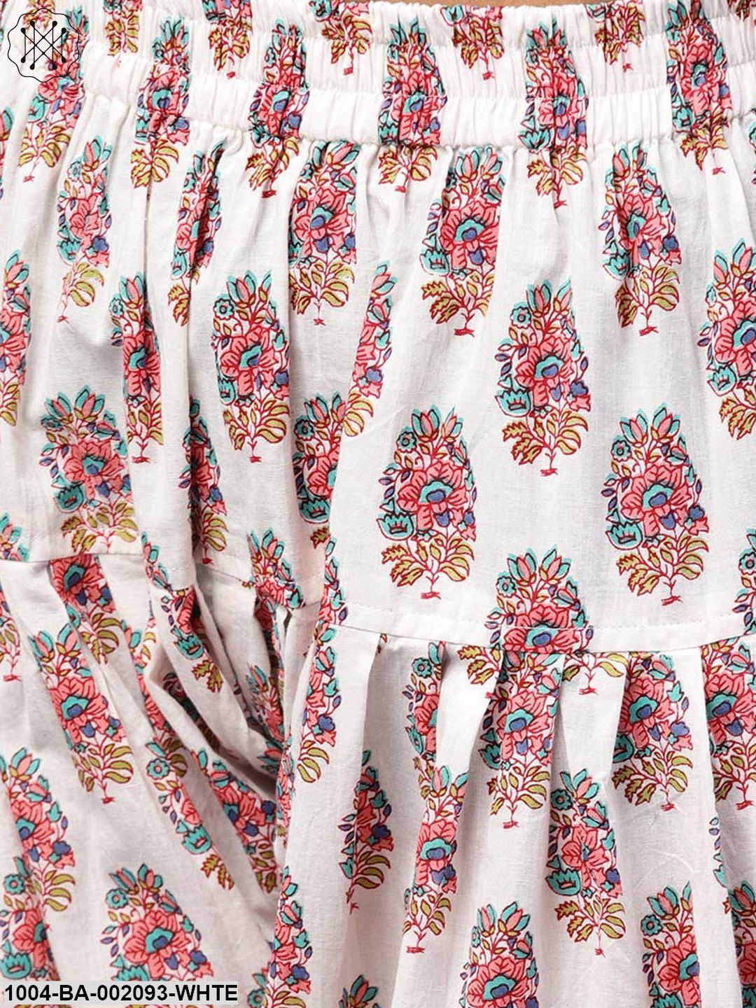 White Printed Ankle Length Cotton Salwar