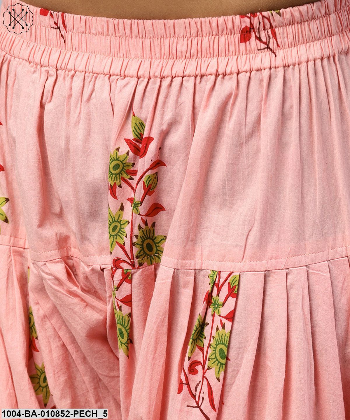 Peach Printed Ankle Length Cotton Salwar