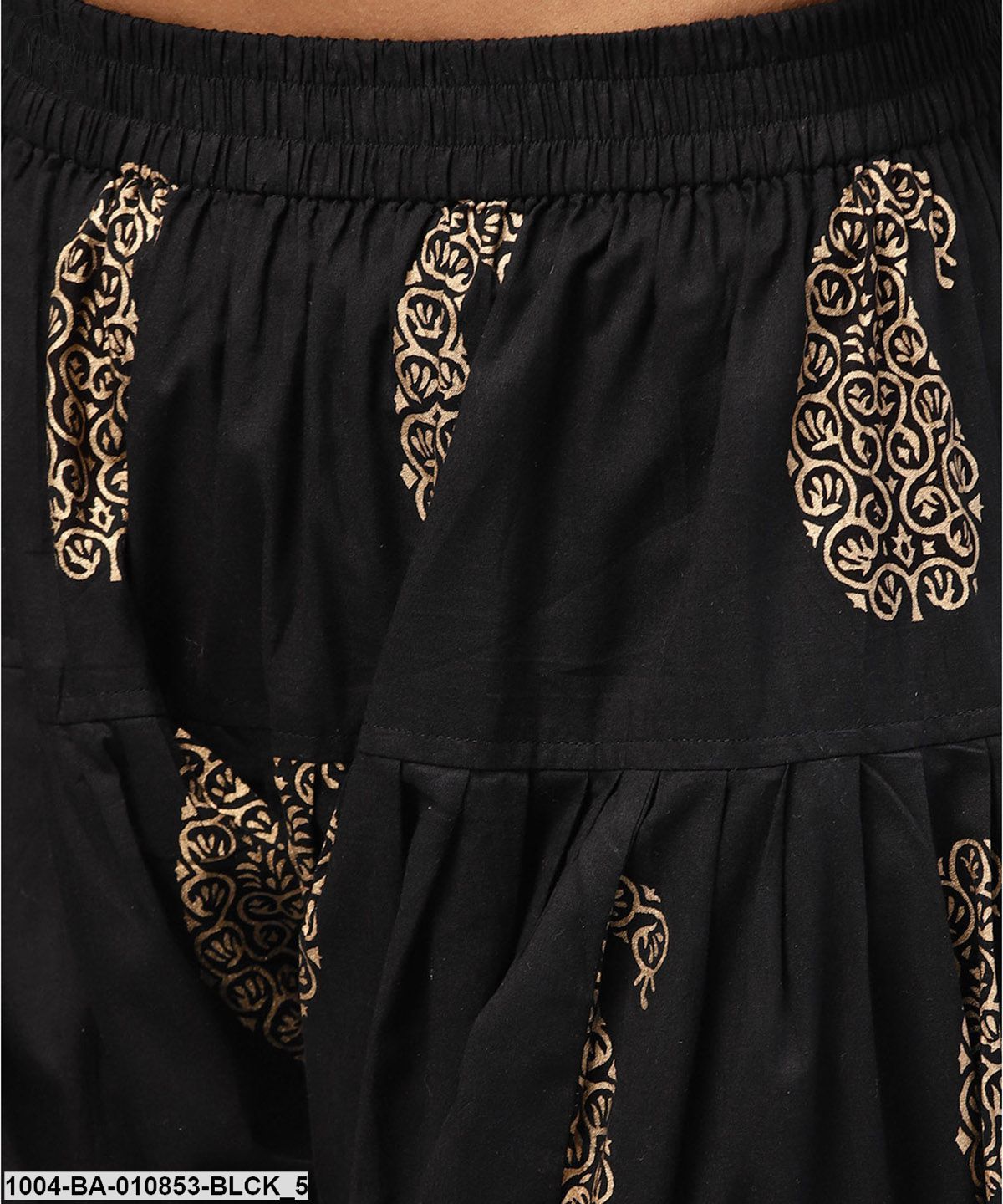 Black Printed Ankle Length Cotton Salwar