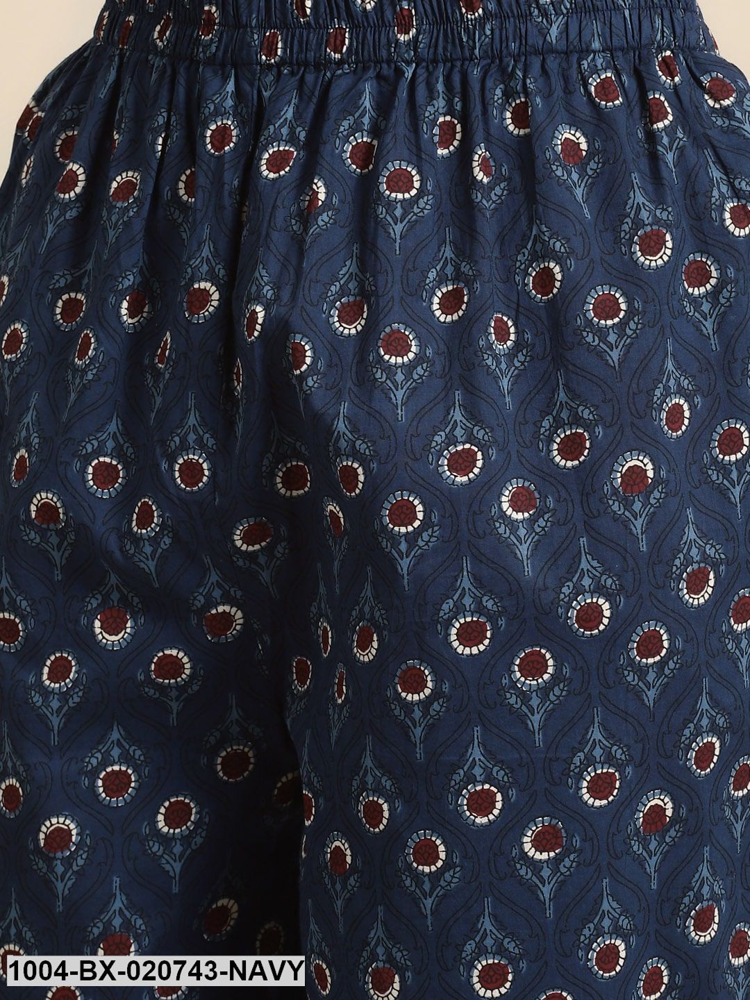 Navy Blue & Maroon Printed Night suit