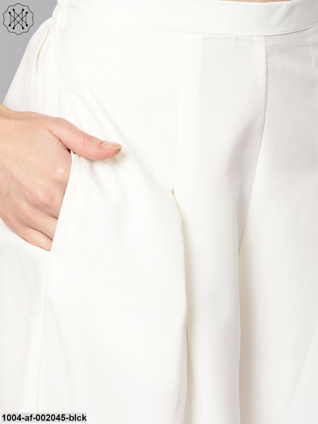 Black Checked Kurta Set With White Culottes