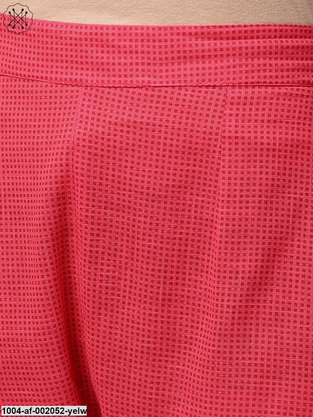 Yellow 3/4Th Sleeve Printed Cotton Anarkali Kurta With Pink Pant