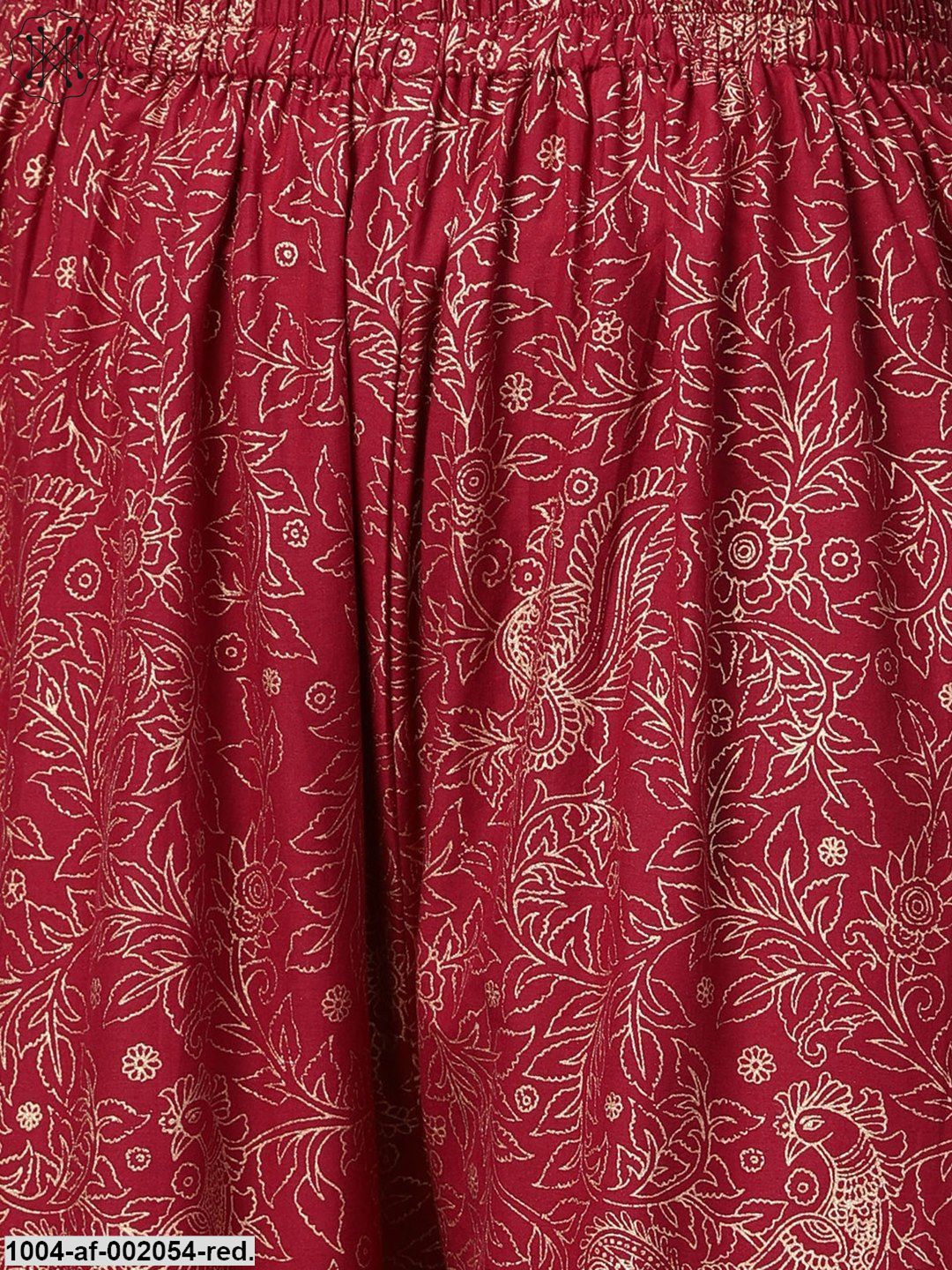 Red Printed Half Sleeve Cotton A-Line Kurta With Sharara
