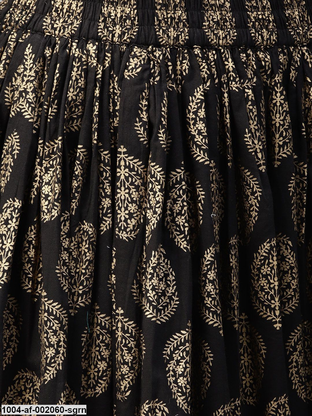 Powder Blue 3/4Th Sleeve Cotton Kurta With Black Printed Palazzo