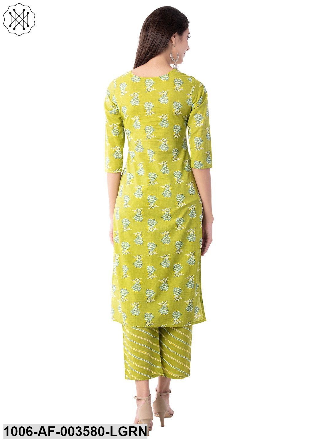 Cotton Printed Straight Kurta With Pant Set