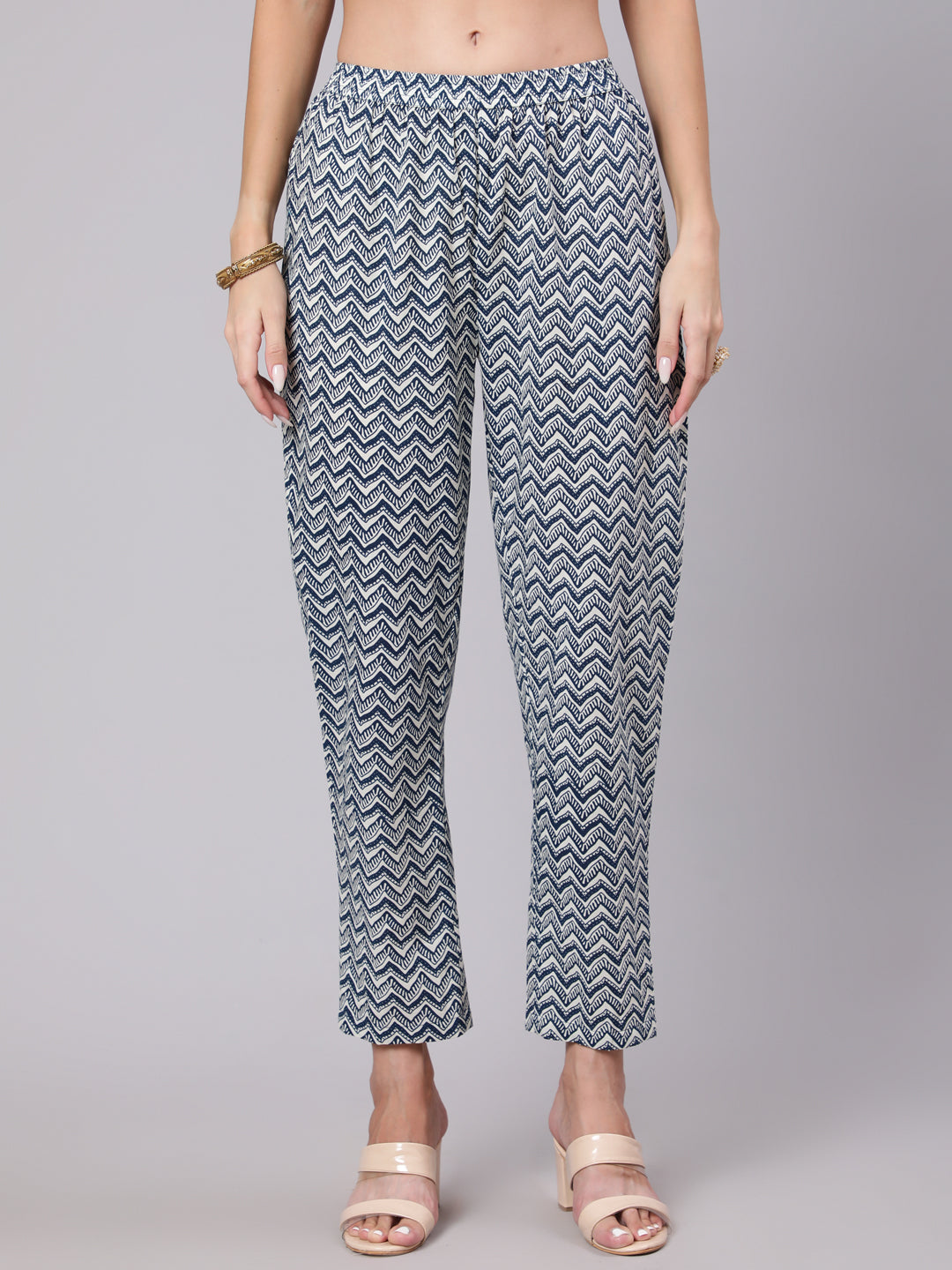 Cotton Calf Length Printed Semi Flared 3/4 Sleeve Round Neck Kurta Bottom Dupatta Set