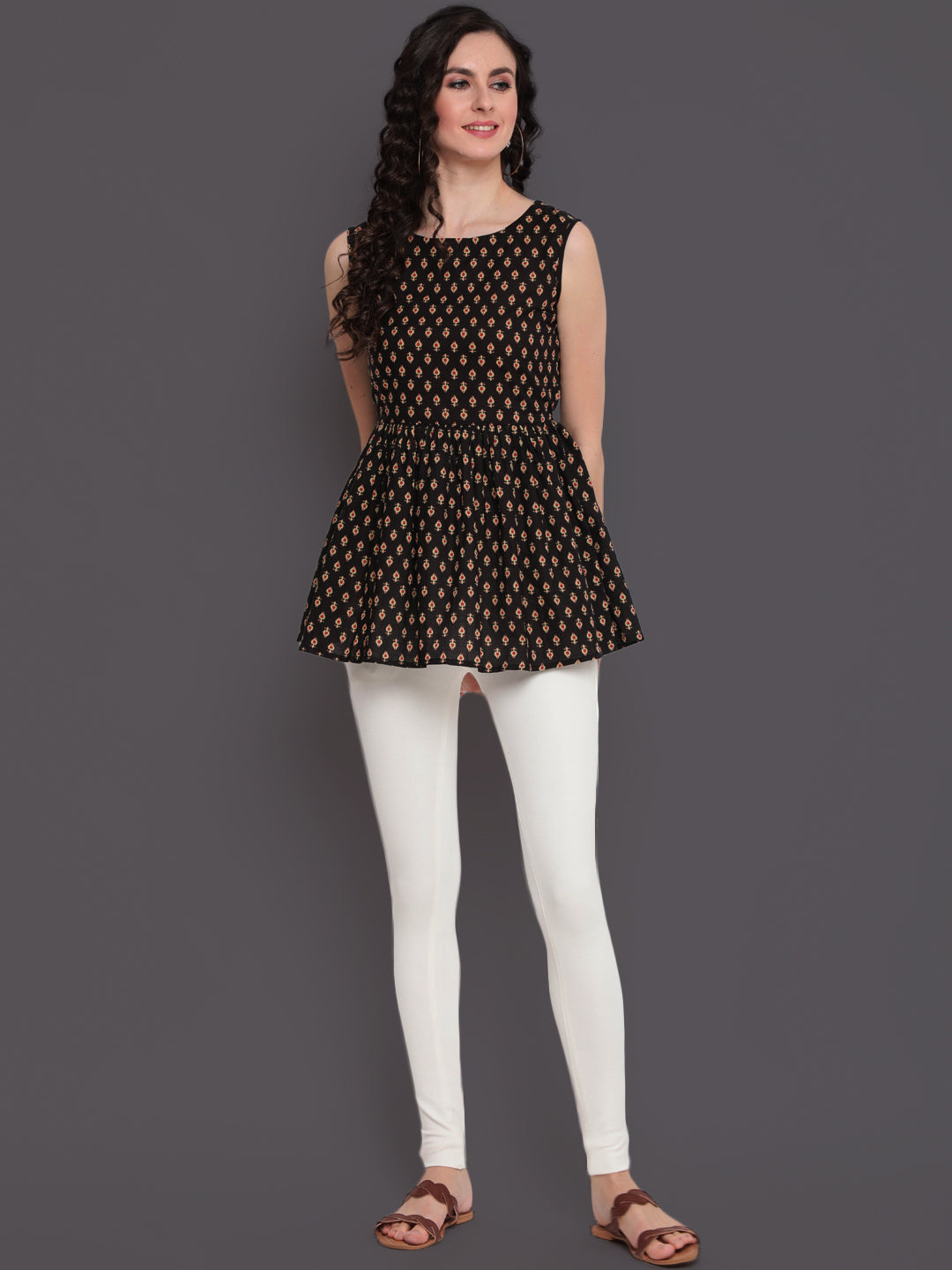 Printed Cotton Sleeveless Regular Top