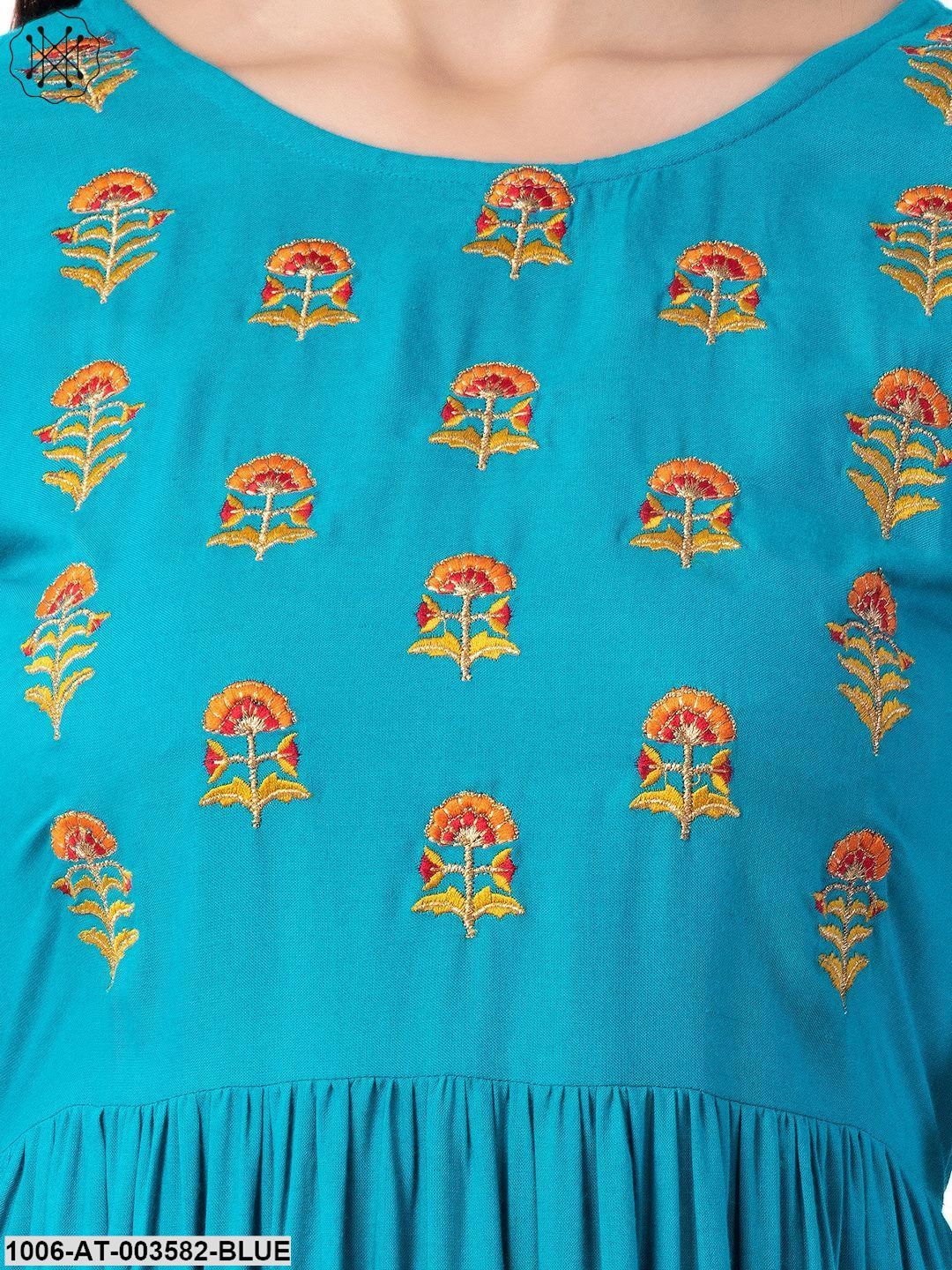 Women's Rayon Embroidered A-Line Kurta