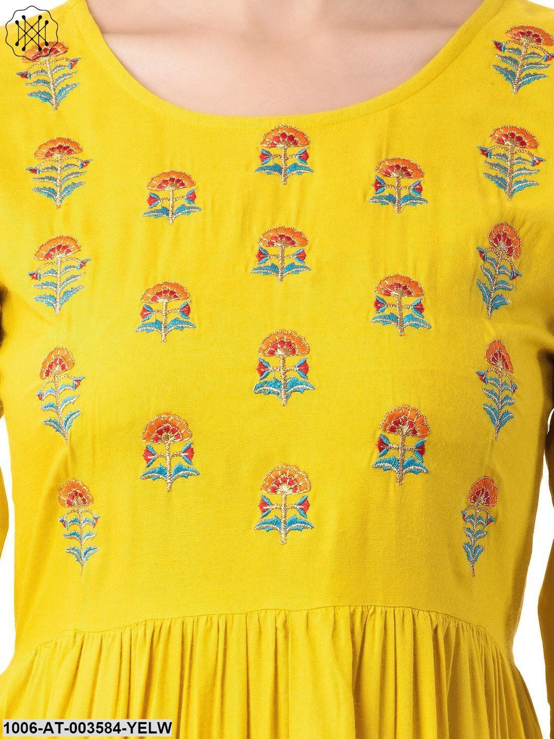 Women's Rayon Embroidered A-Line Kurta