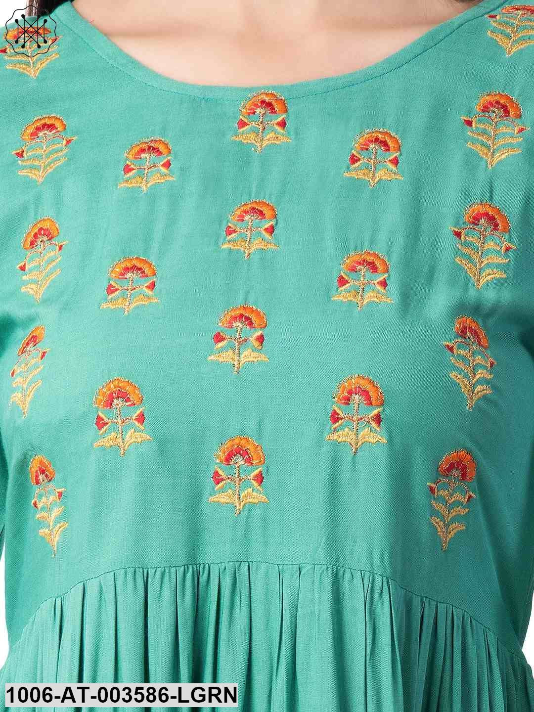 Rayon Embroidered A-Line Kurta