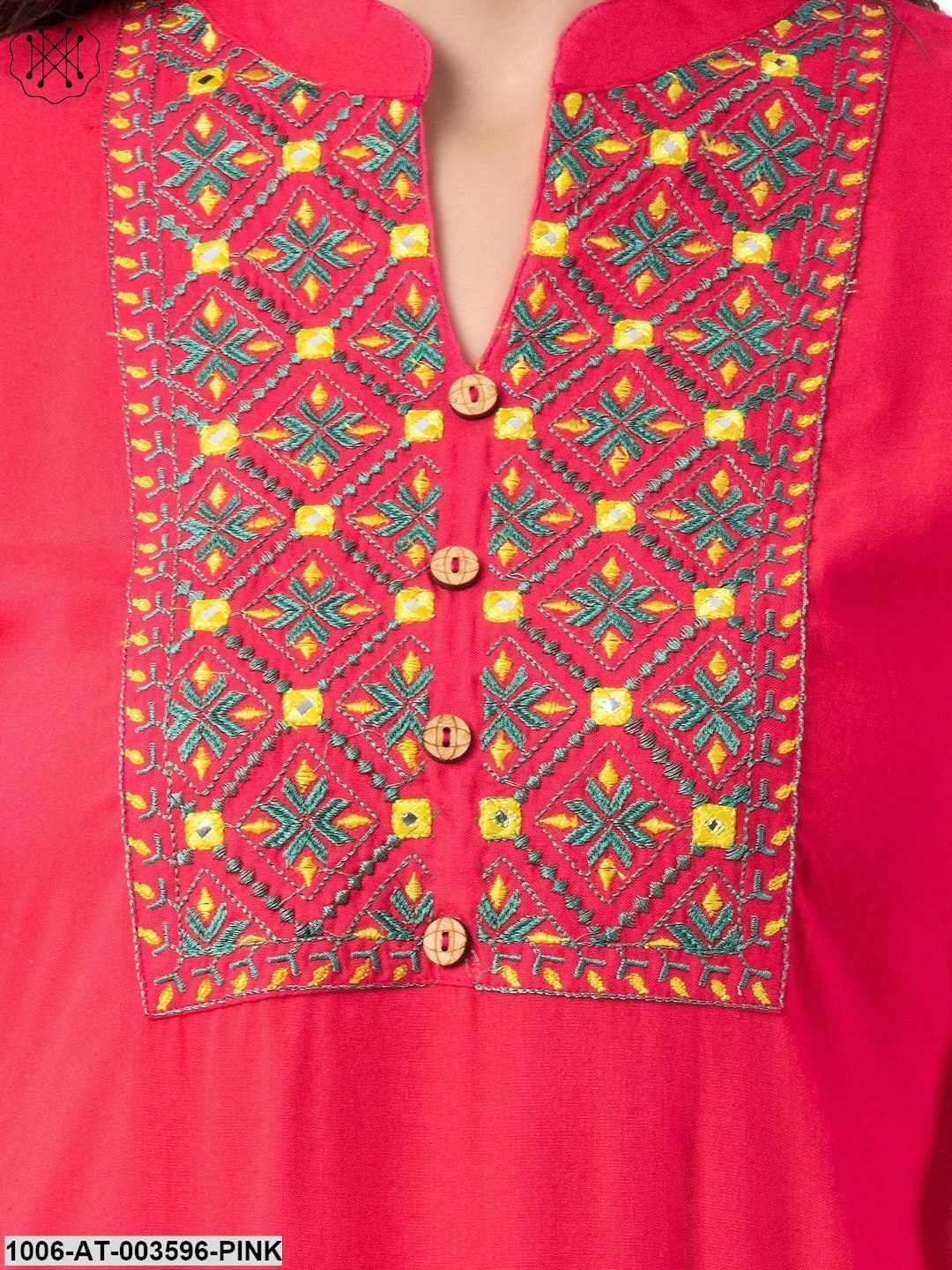 Women's Rayon Embroidered Straight Kurta