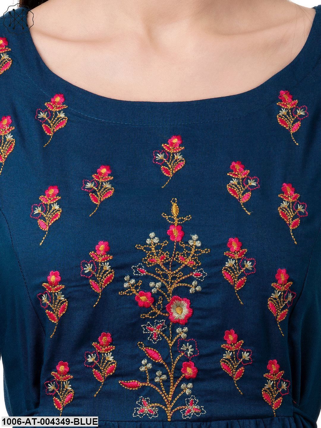 Women's Rayon Embroidered A-Line Kurta