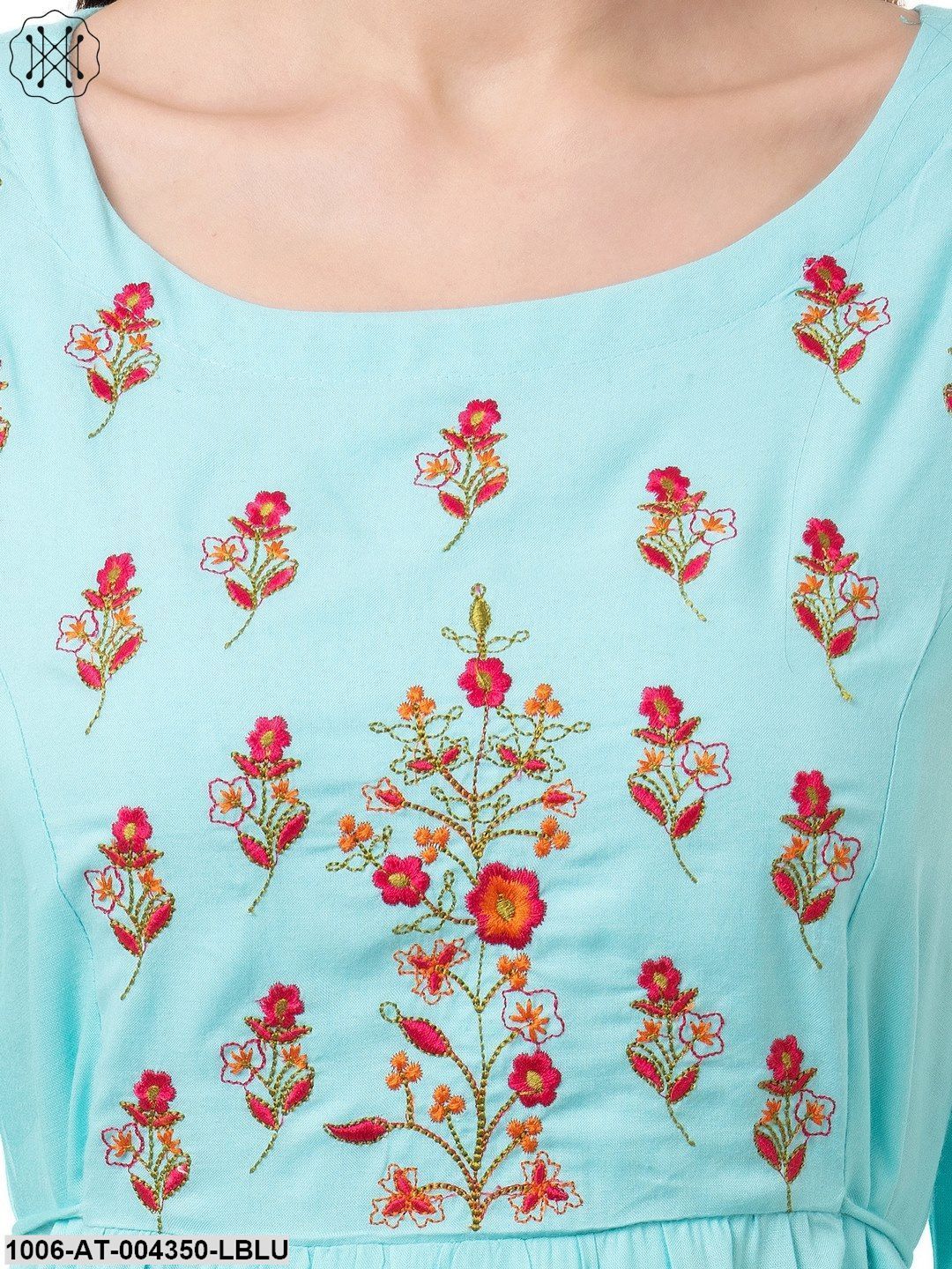 Women's Rayon Embroidered A-Line Kurta