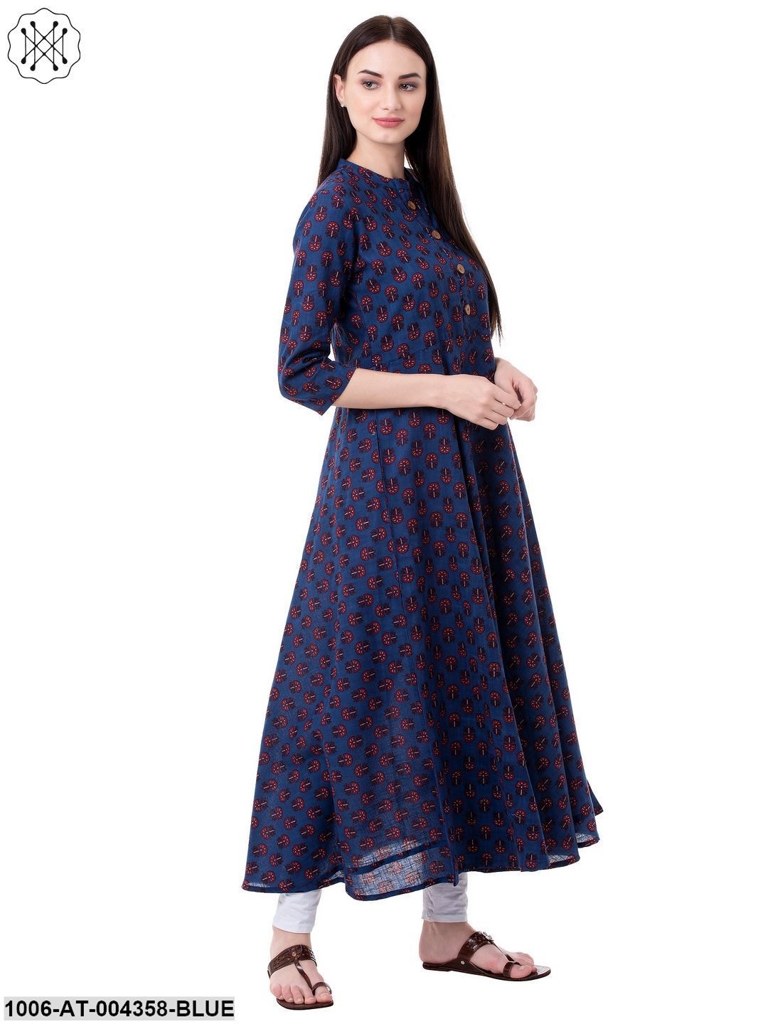 Women's Cotton Printed Flared Kurta