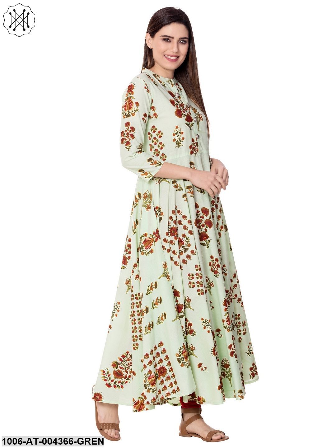 Women's Cotton Printed Flared Kurta