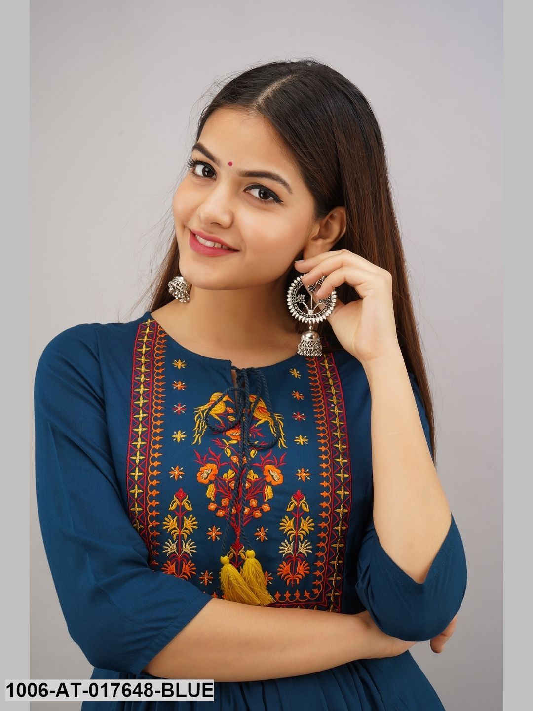 Rayon Embroidered A-Line Kurta