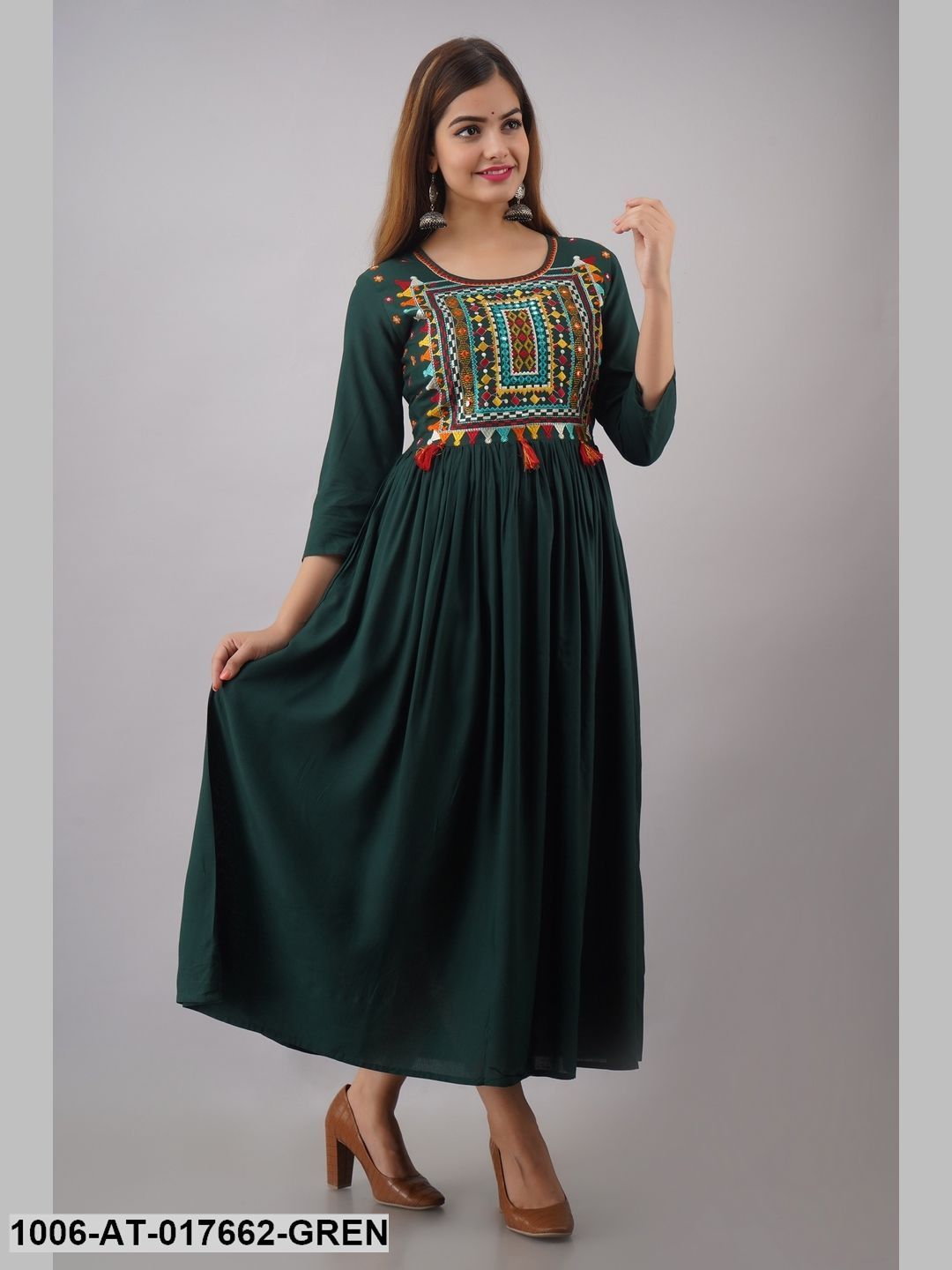 Rayon Embroidered A-Line Kurta