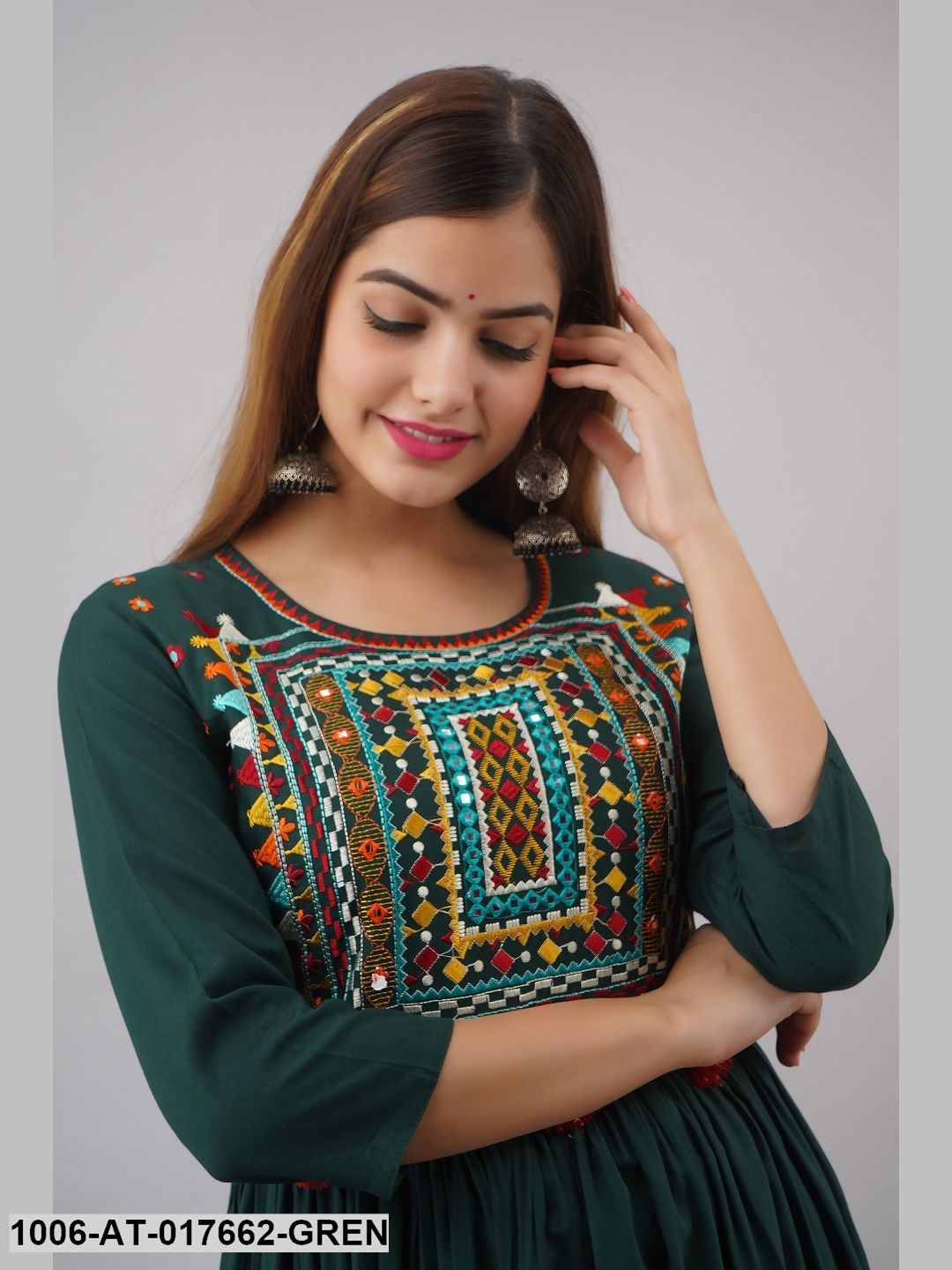 Rayon Embroidered A-Line Kurta