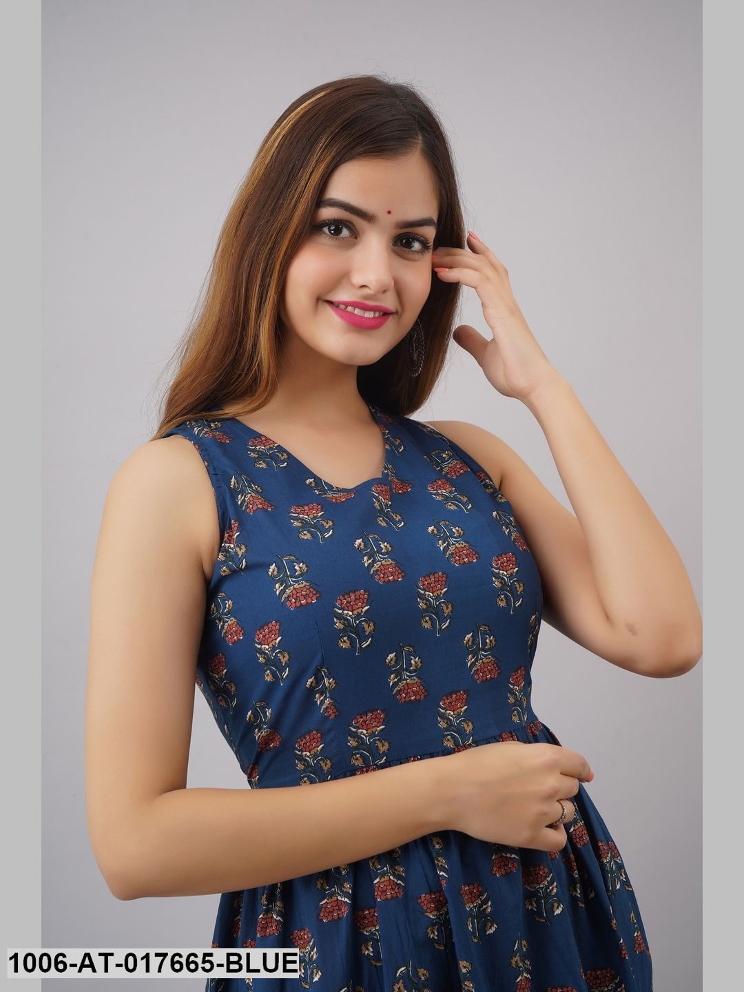 Cotton Printed Tired A-Line Kurta