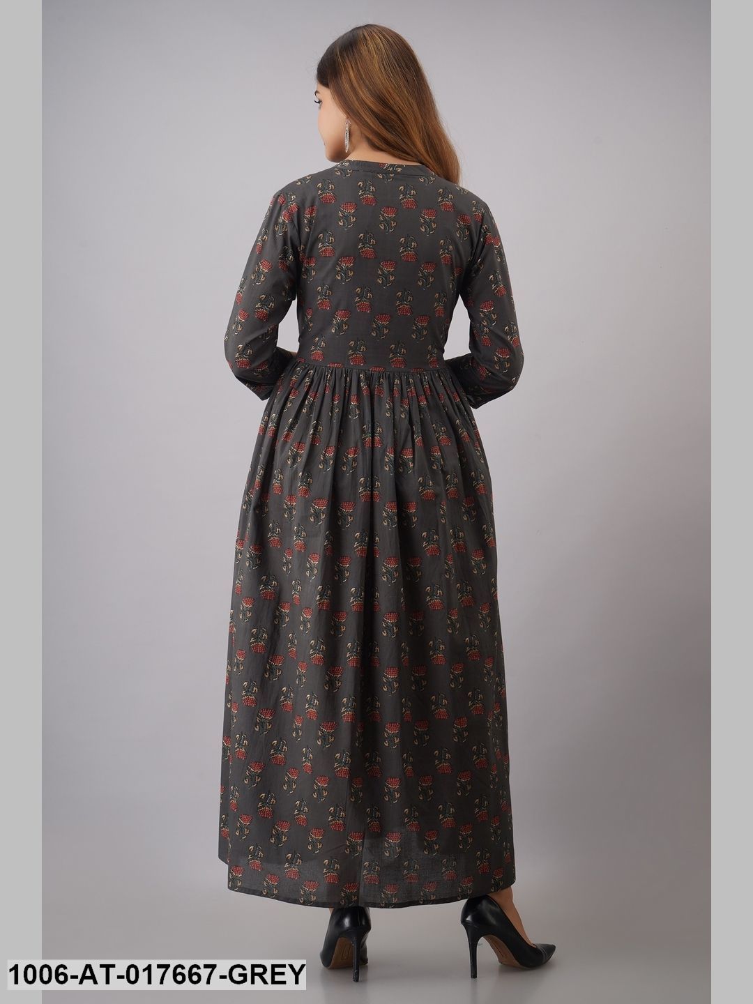 Cotton Printed A-Line Kurta With Button