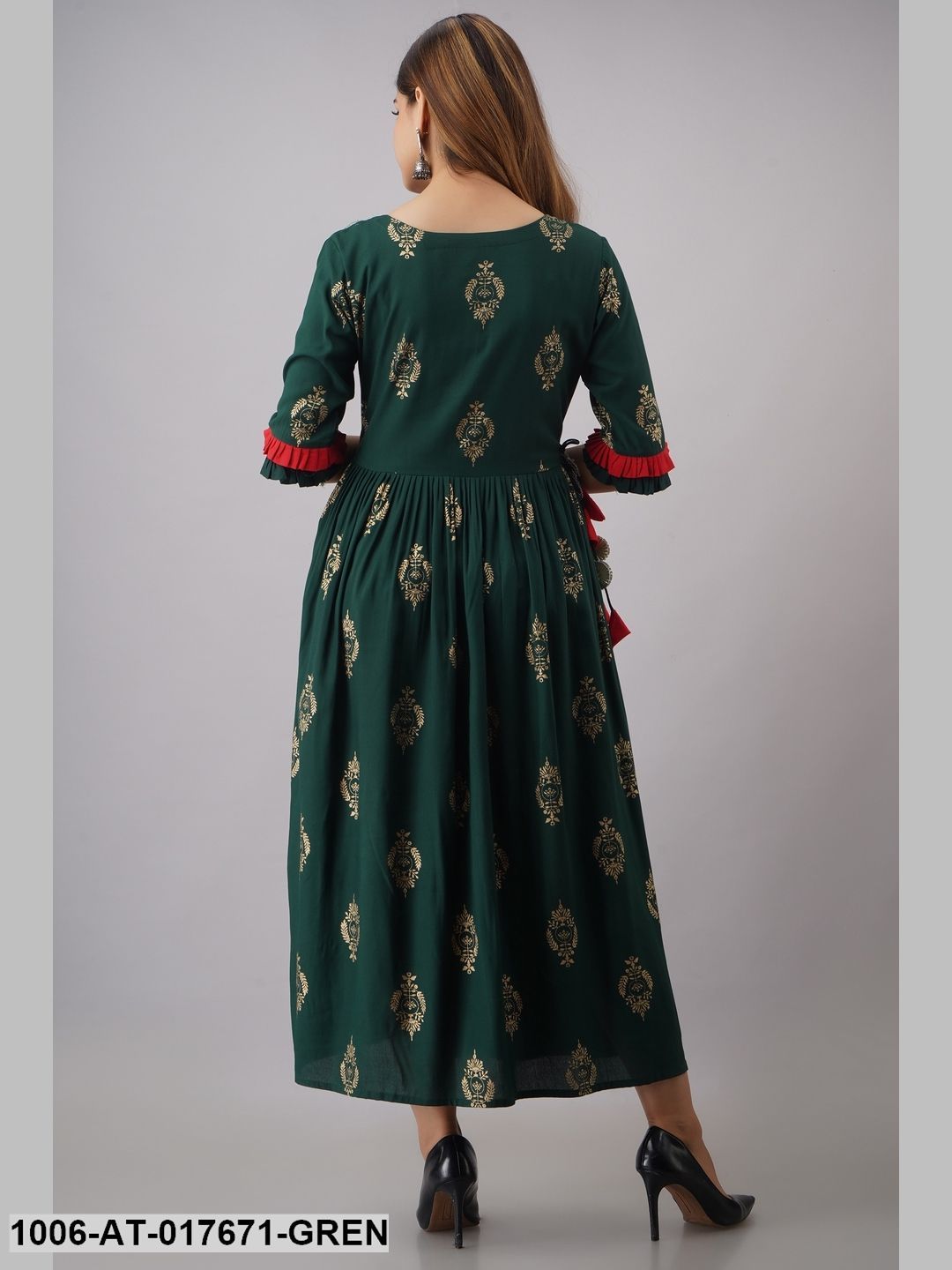 Rayon Gold Printed A-Line Kurta