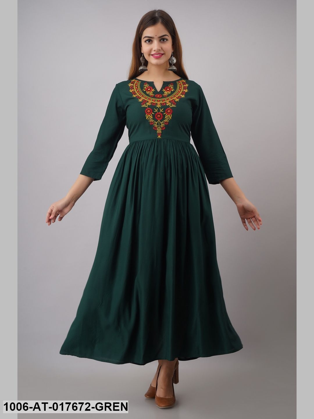 Rayon Gold Printed A-Line Kurta
