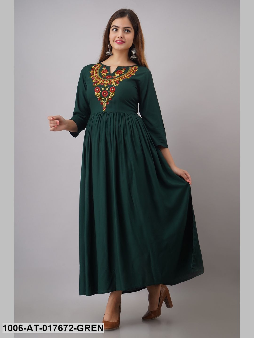 Rayon Gold Printed A-Line Kurta