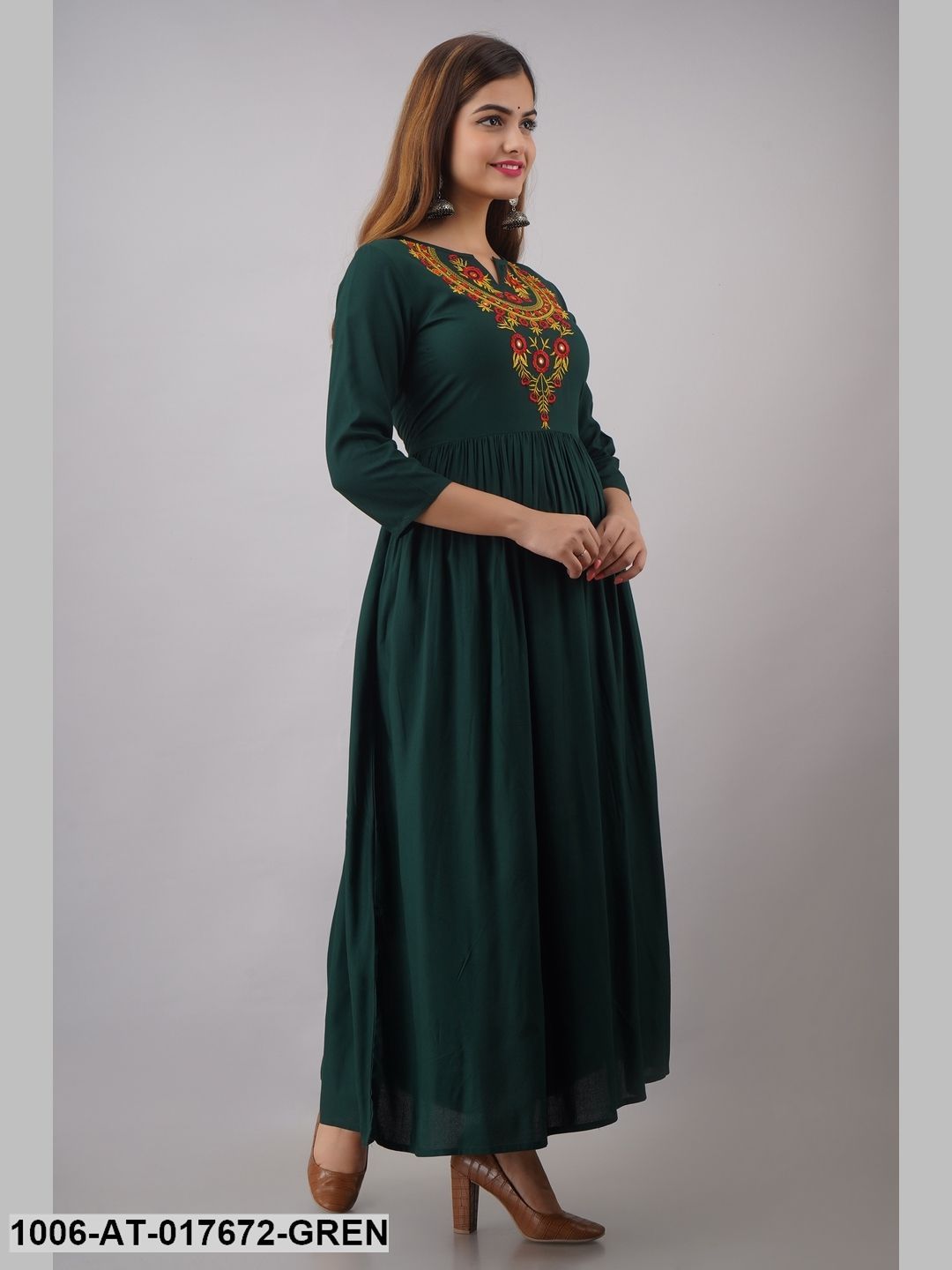 Rayon Gold Printed A-Line Kurta
