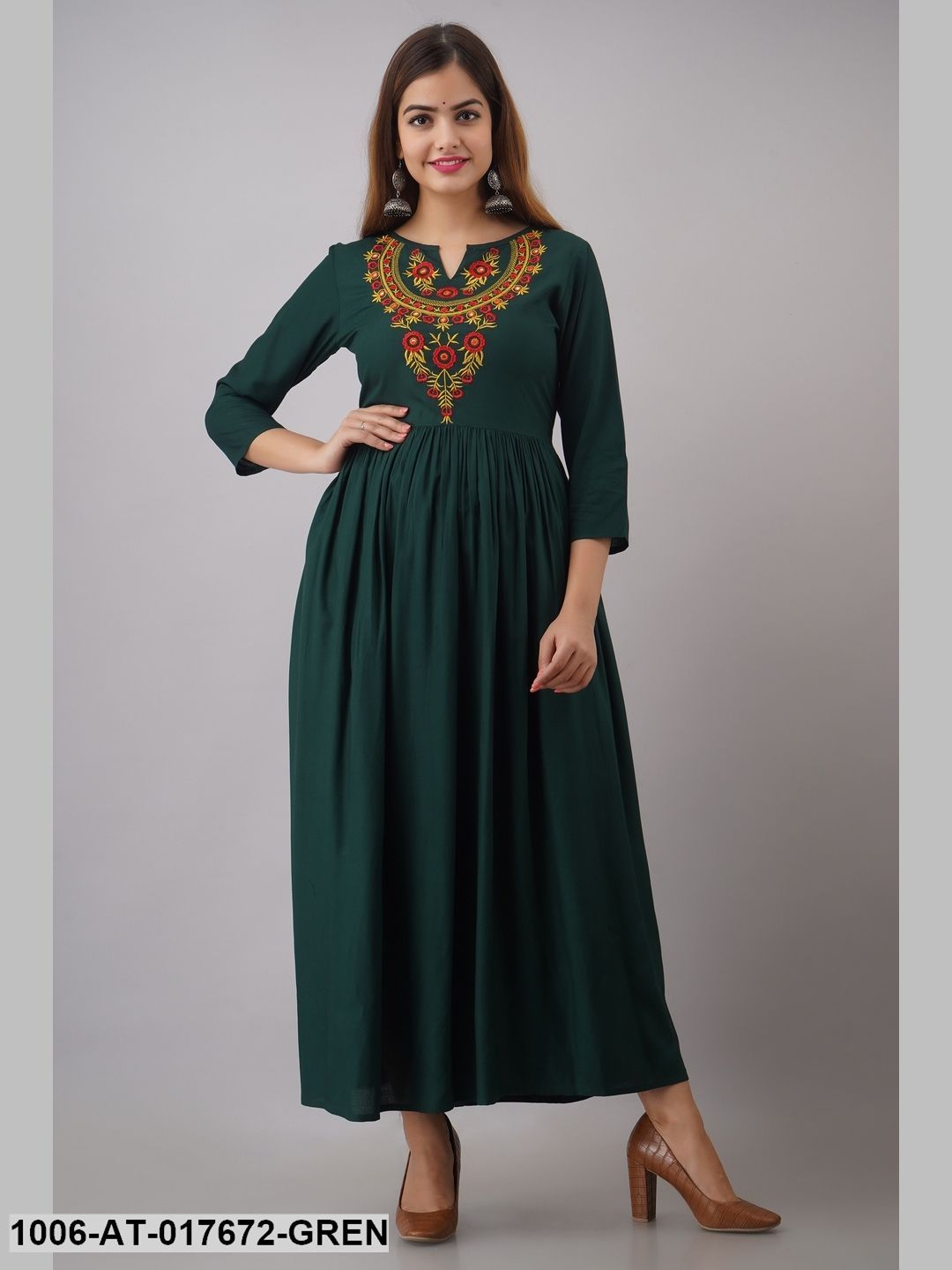 Rayon Gold Printed A-Line Kurta