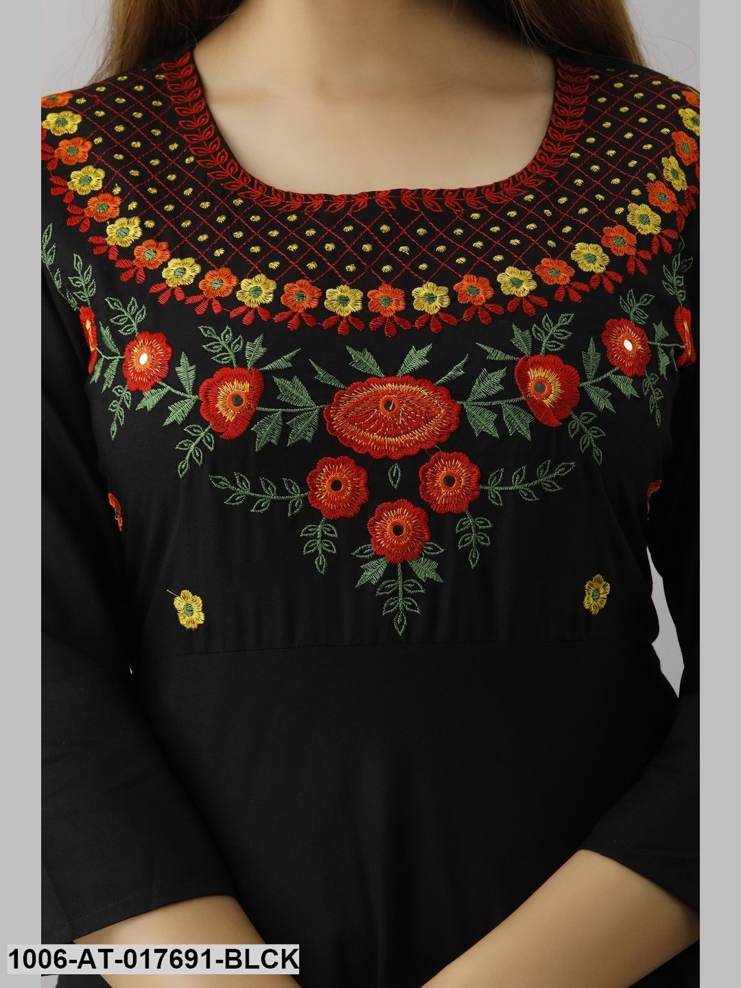 Embroidered Drop Corner A-Line Kurta