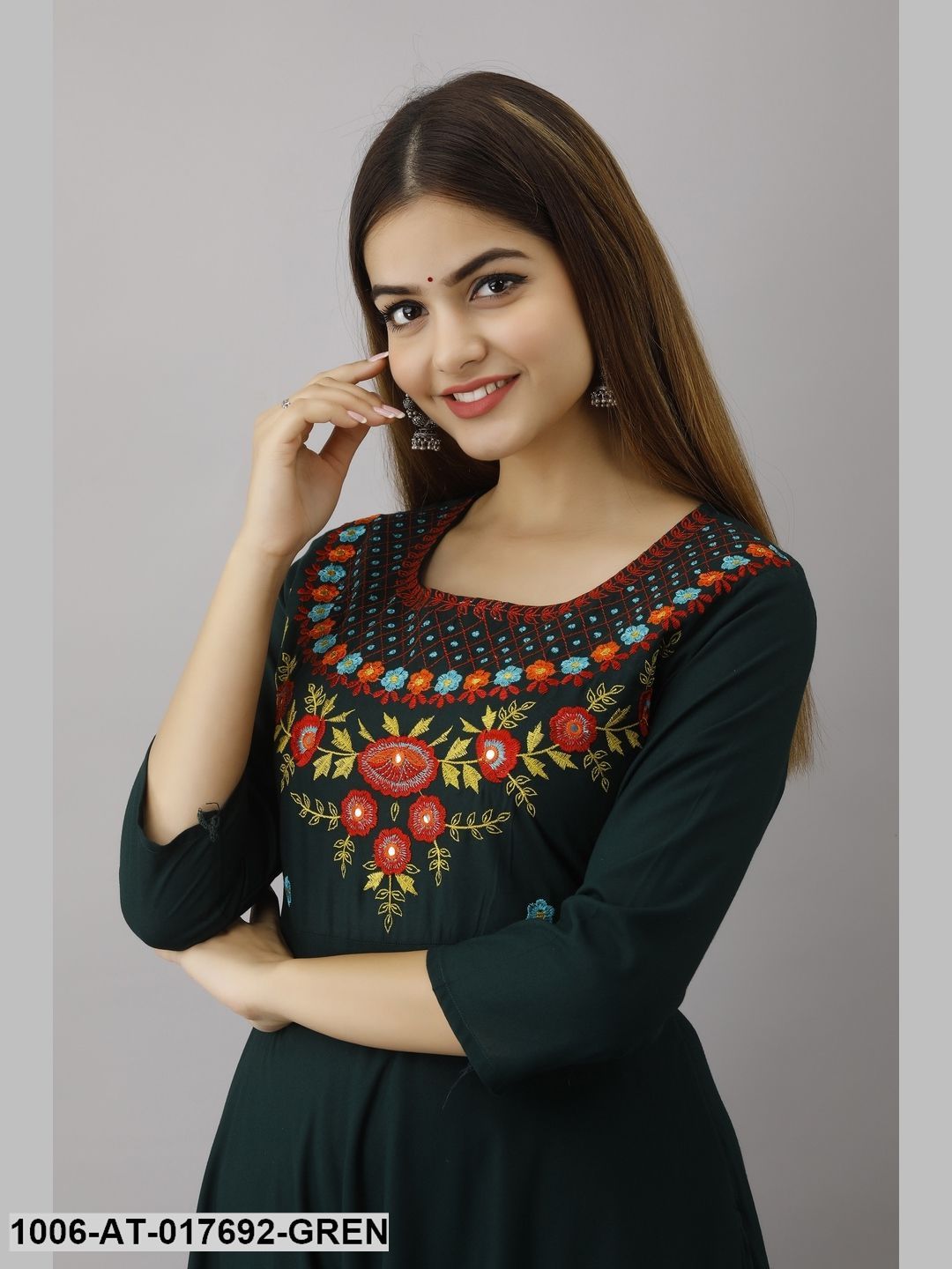 Embroidered Drop Corner A-Line Kurta