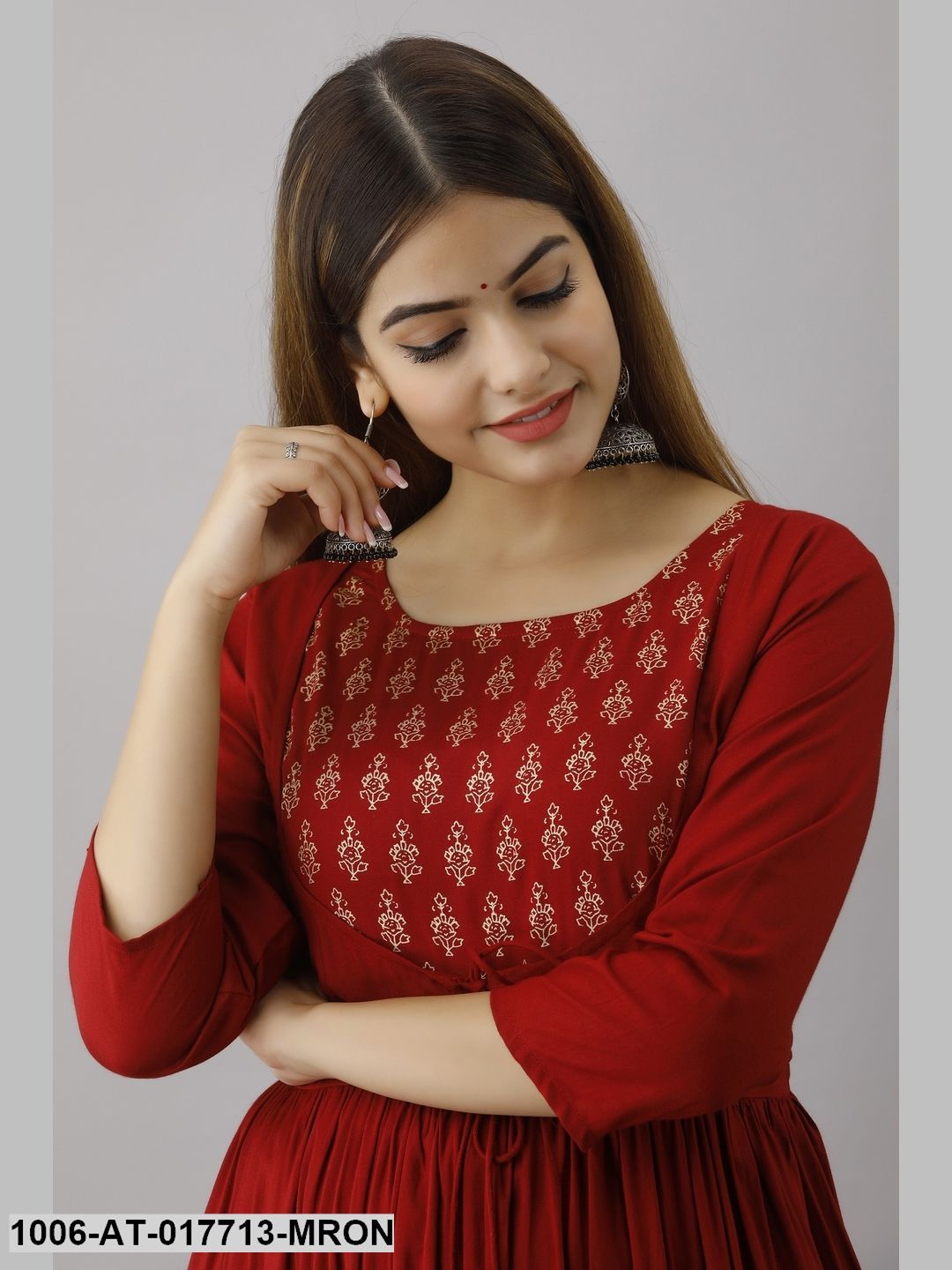 Gold Printed Flared Kurta