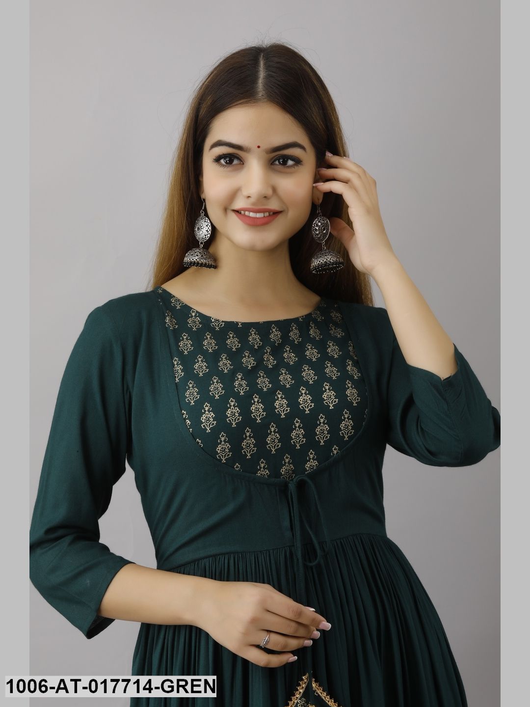 Gold Printed Flared Kurta