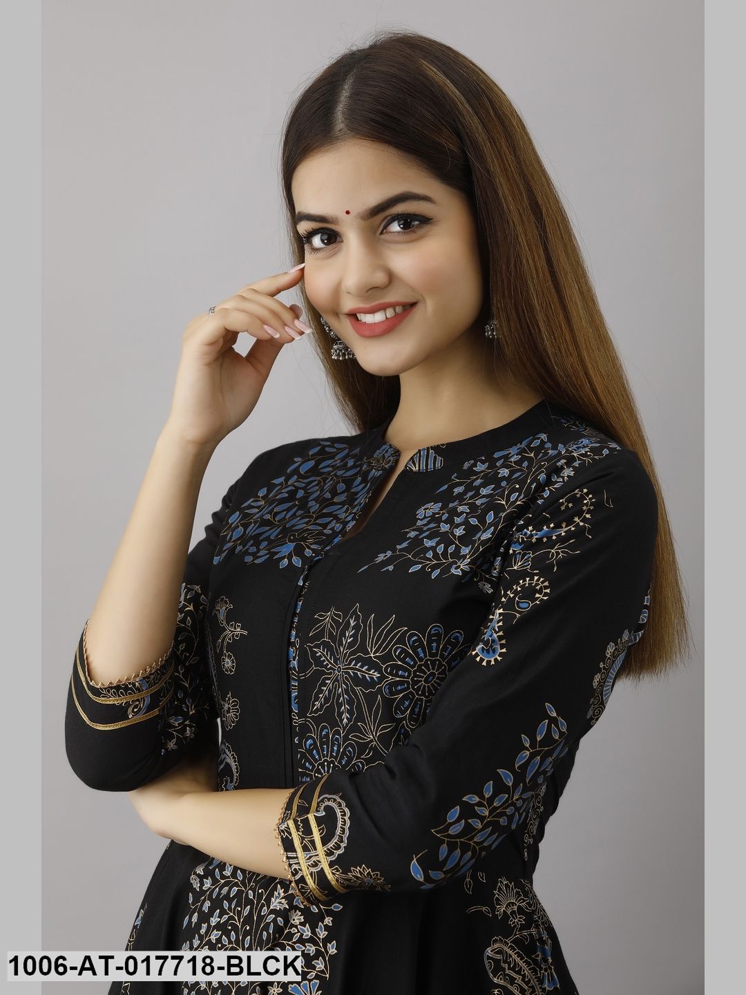 Gold Printed Flared Kurta