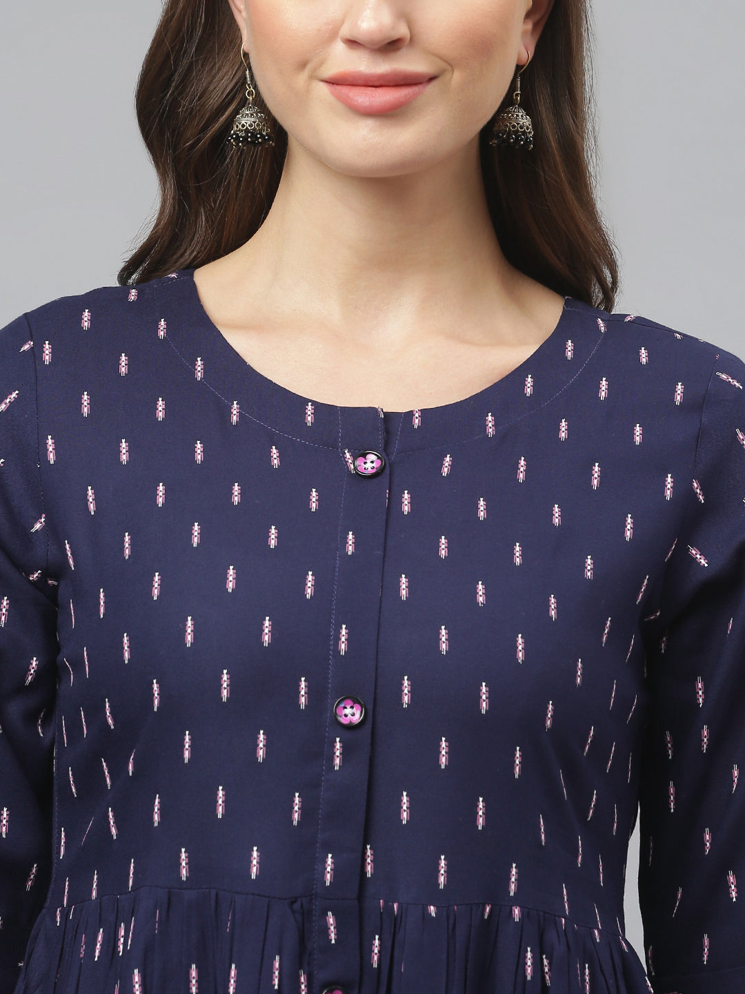 Women's Printed Rayon Midi Flared Dress