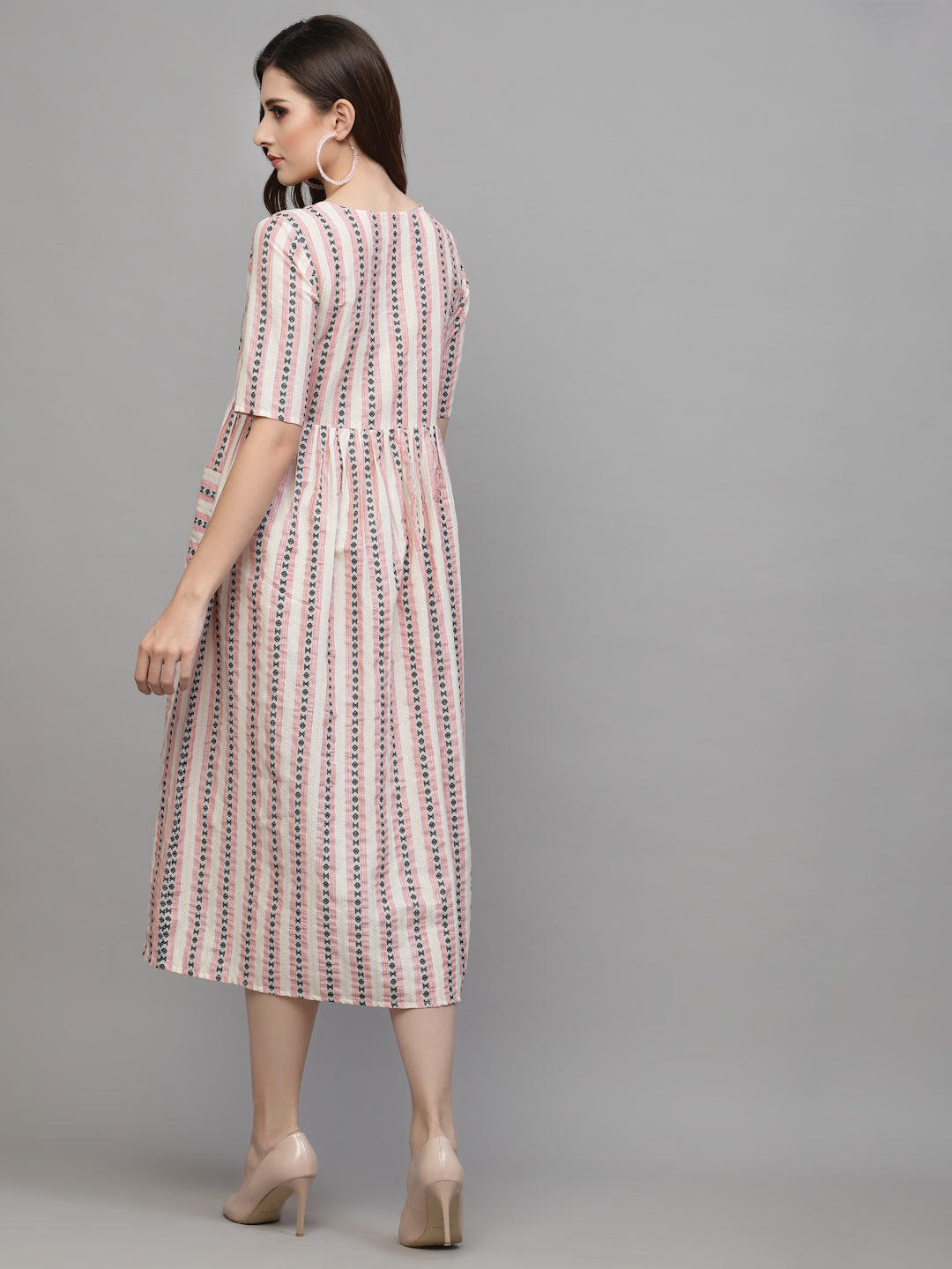 Woven Designed Cotton Blend Ethnic Dress