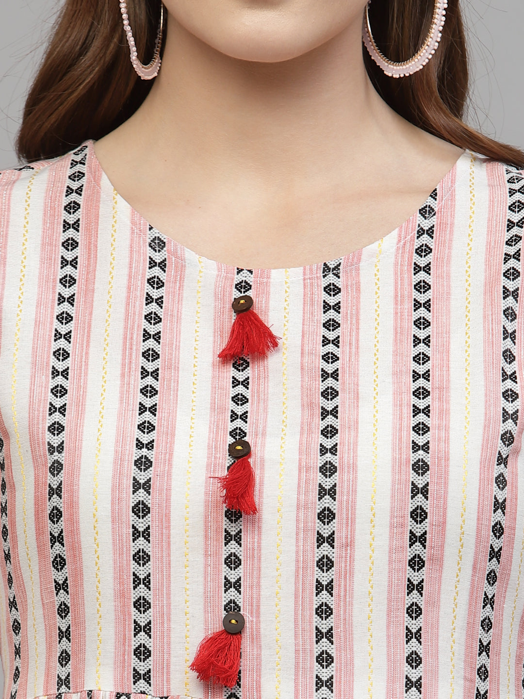 Woven Designed Cotton Blend Ethnic Dress