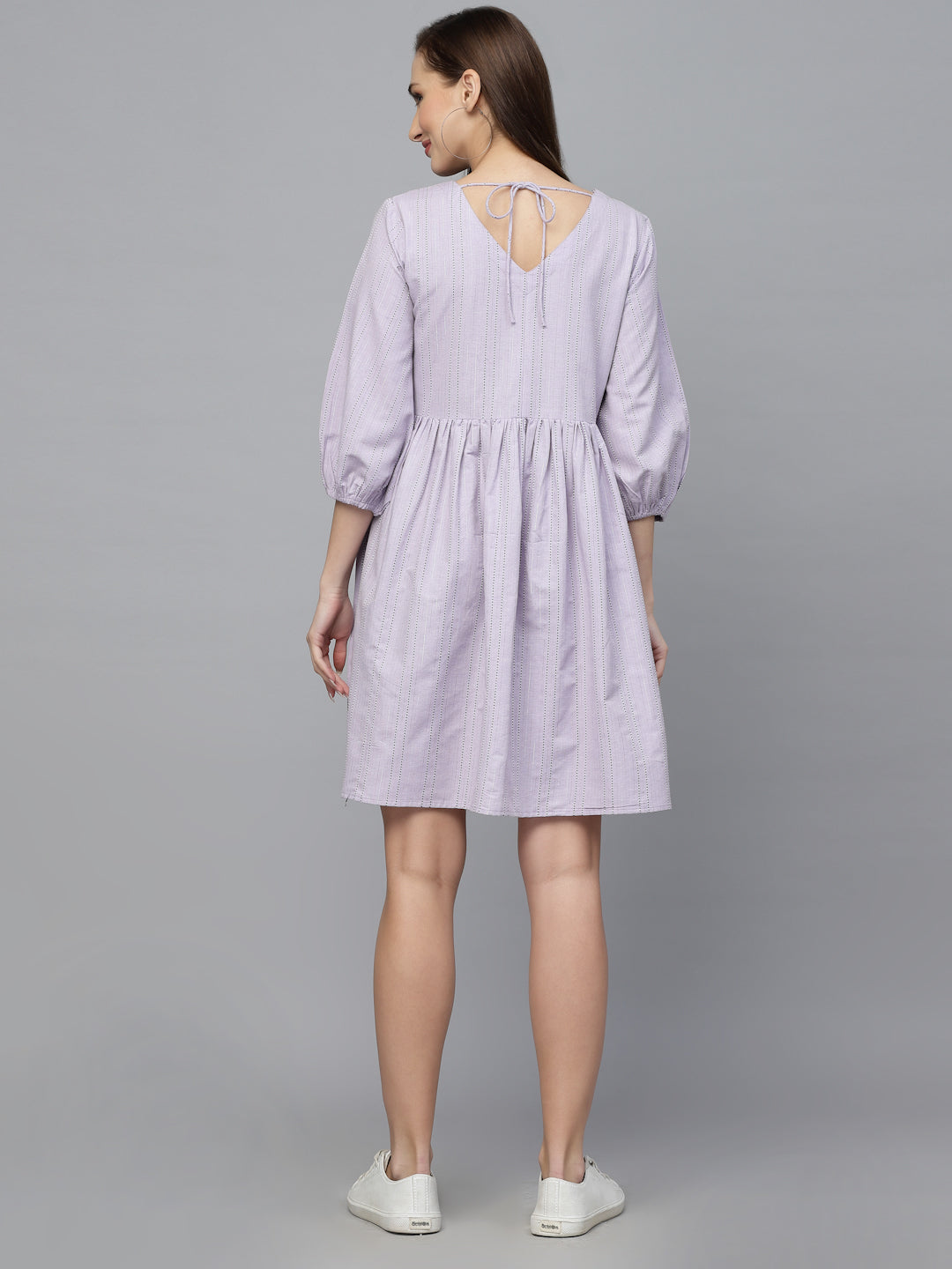 Woven Design Cotton Blend Flared dress