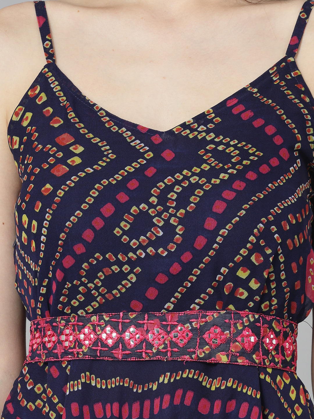 Bandhej Printed Georgette Flared Long Kurta