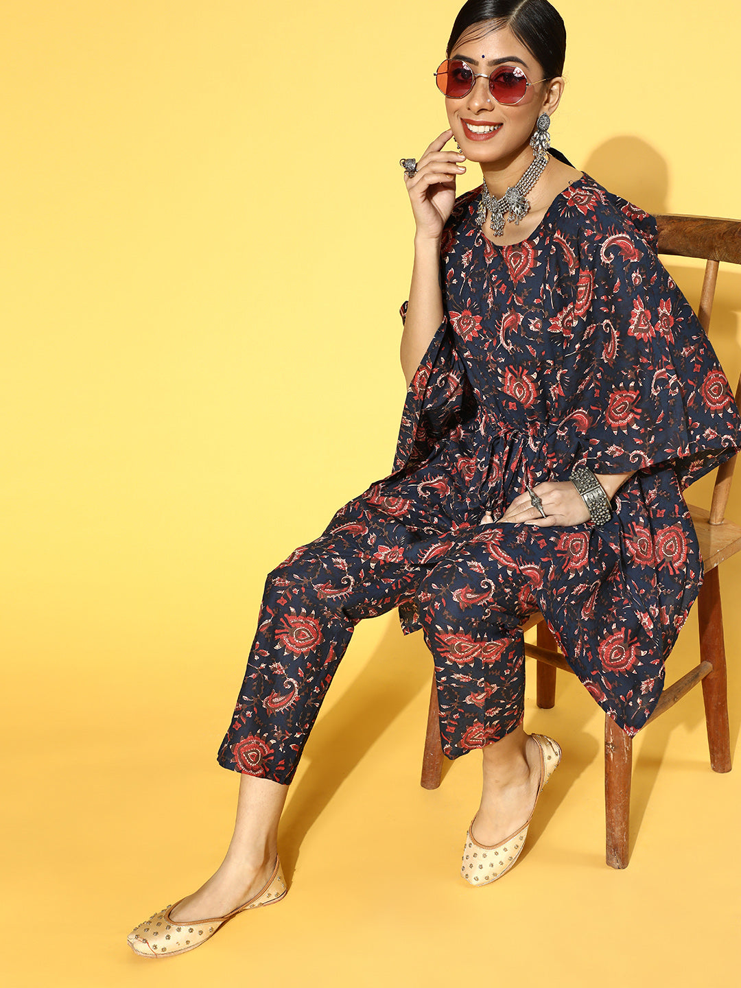 Floral Print Cotton kaftan Kurta Set