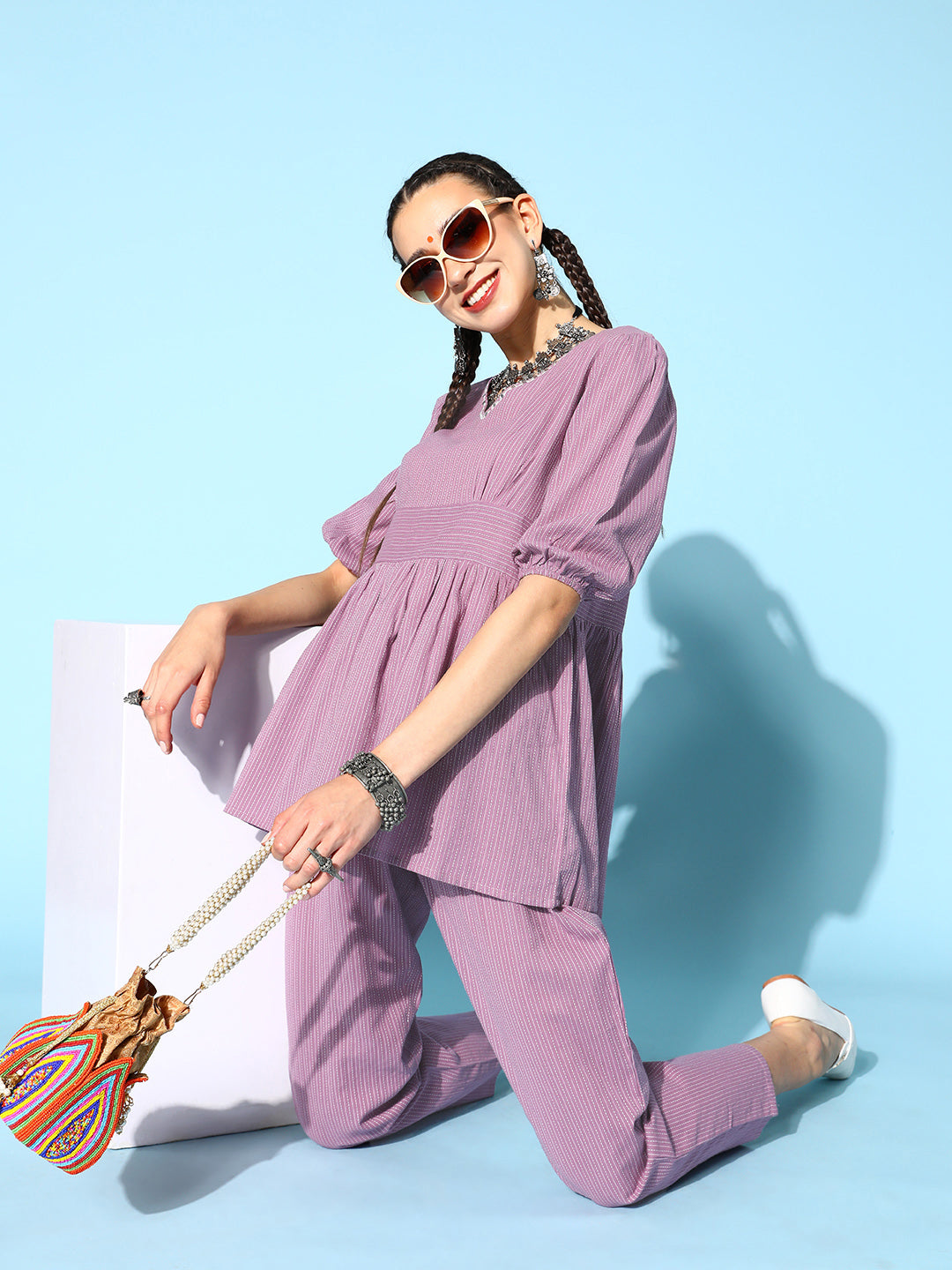 self woven kantha cotton cord set