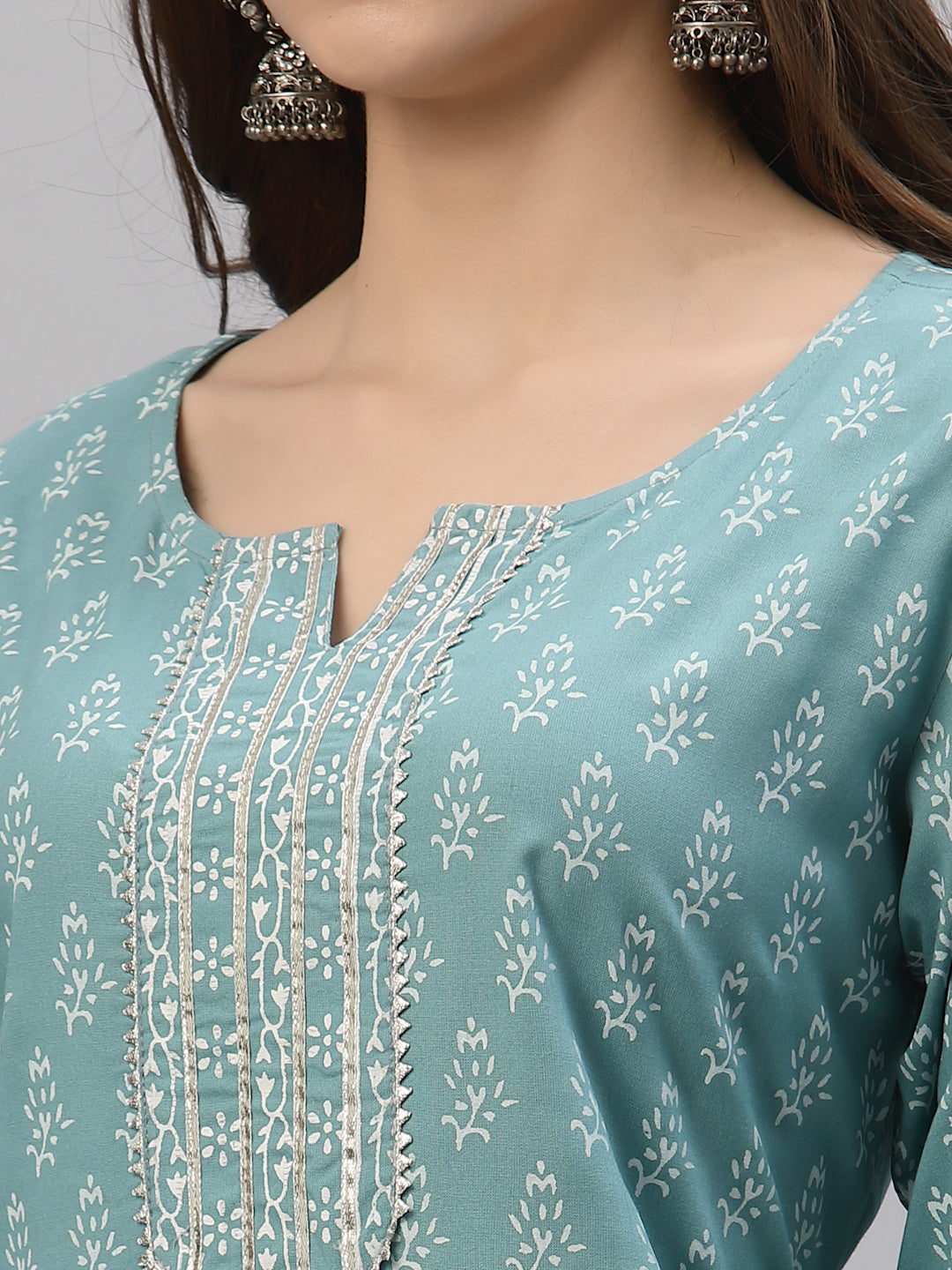 Floral Printed Rayon Kurta Pant Dupatta Set