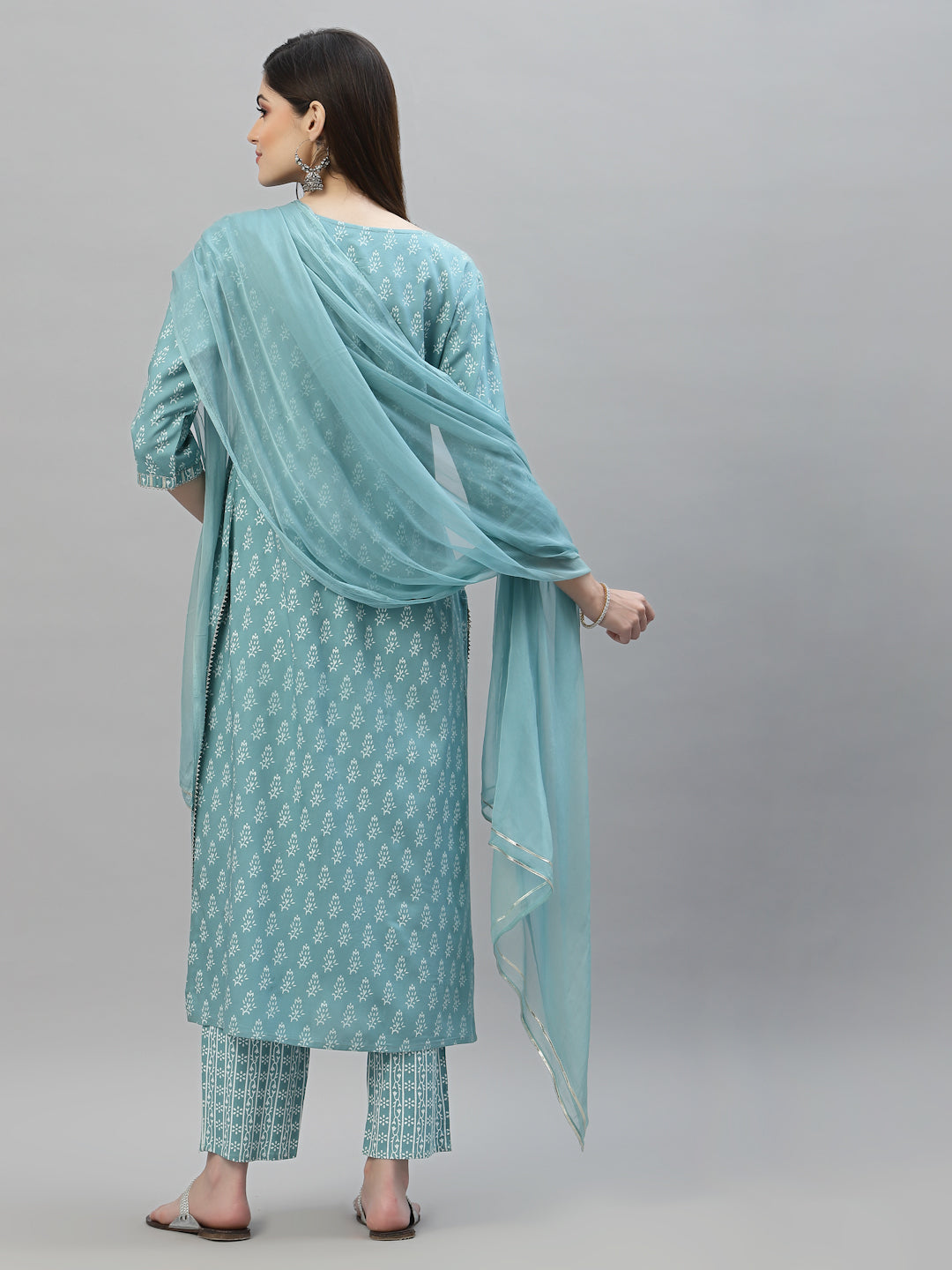 Floral Printed Rayon Kurta Pant Dupatta Set